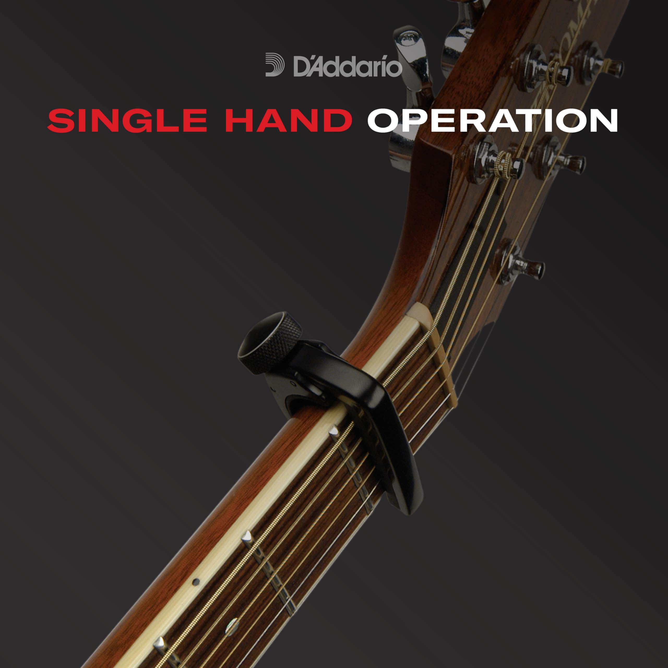 D'Addario Guitar Capo - Pro Plus Capo - Ideal for Acoustic, Electric, Classical, & 12-String Guitars - Black