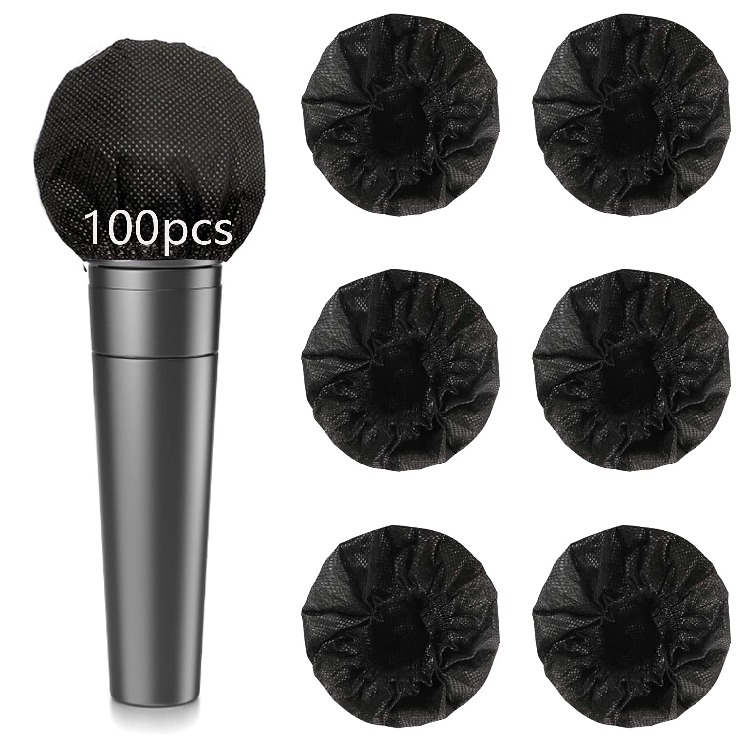 100PCS Microphone Cover Disposable Non-Woven Microphone Windscreen Protective Cap Karaoke Mic Cover for KTV Home Karaoke Bar New
