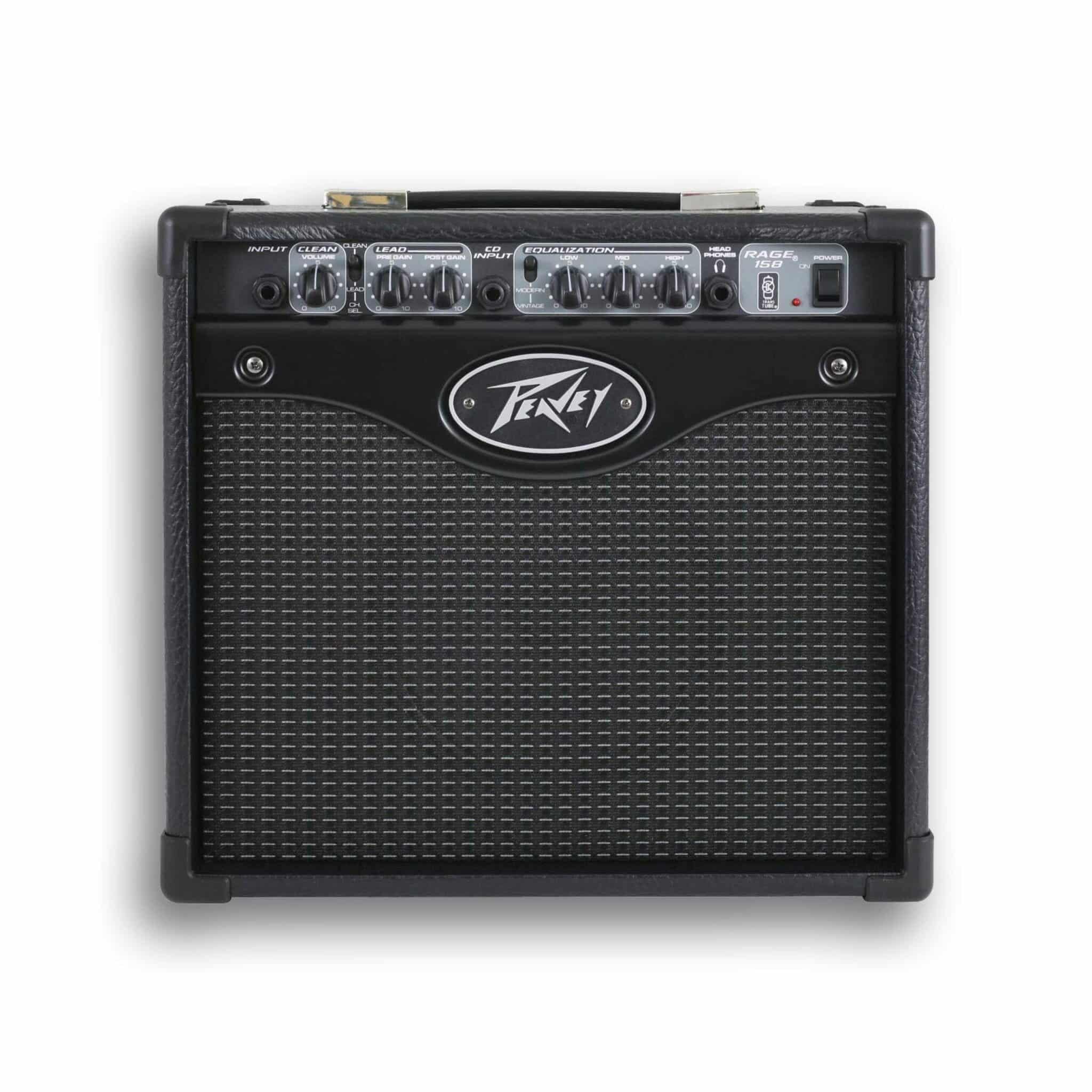 Peavey Rage 158 15 W Guitar Combo Amplifier - TransTube Solid-State Amp with 2-Channel Clean & Lead, Modern & Vintage Voicing, 3