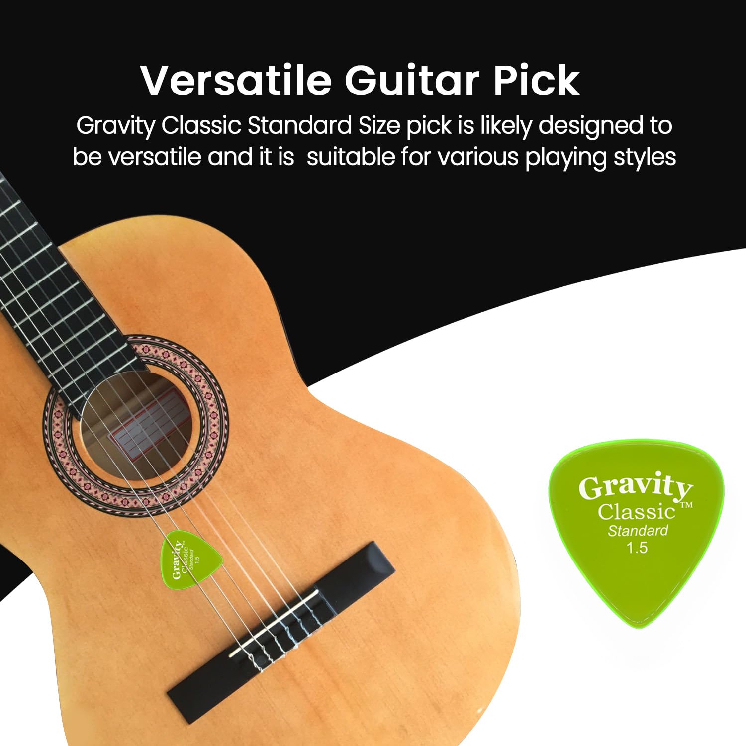 Gravity Picks Classic Guitar Pick - 1.5mm Fluorescent Green - Polished