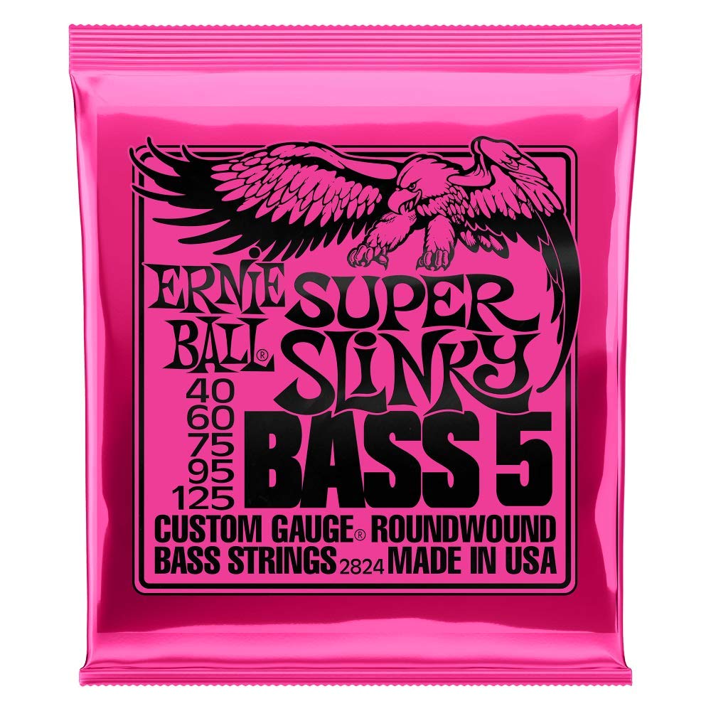 Ernie Ball 5-String Super Slinky Nickel Wound Bass Guitar Strings, 40-125 Gauge (P02824)