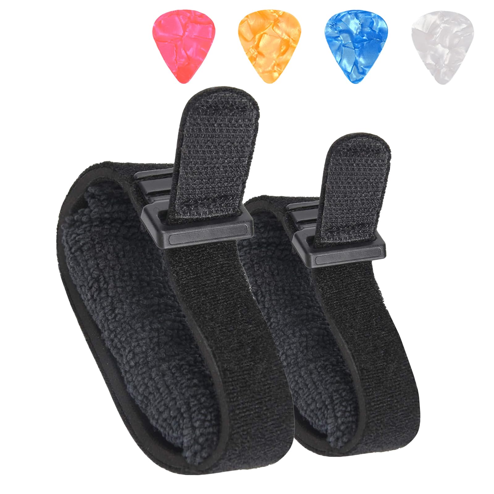 2PCS Rock-house Guitar String Mute Dampener, Guitar Mute Strap, Guitar Fret Wrap Muffler Cover Tape Noise Reducer, black Leather