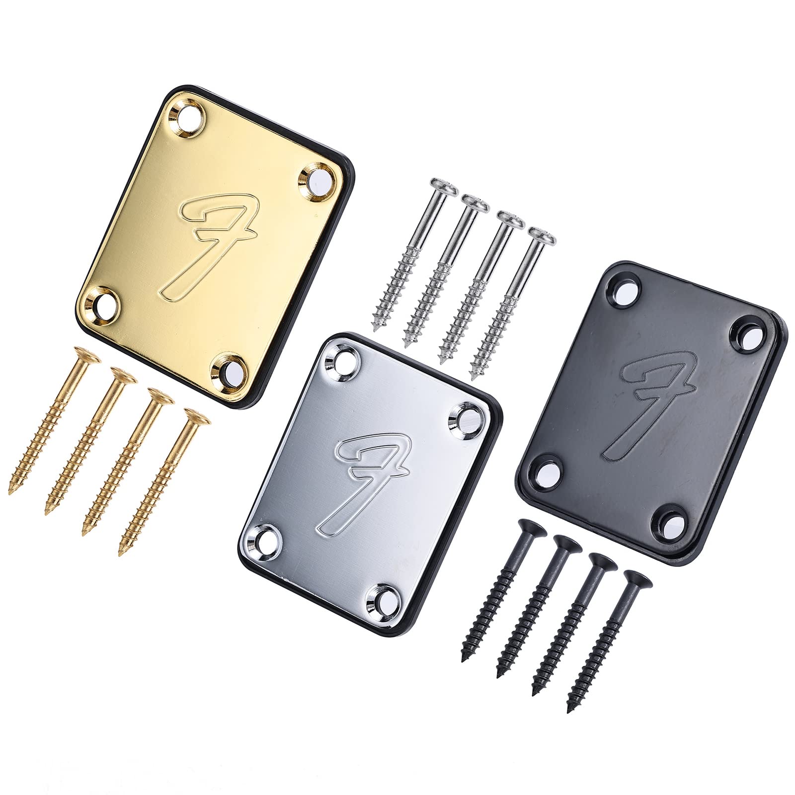 elegantstunning Electric Guitar Neck Plates Vintage-Style Guitar Protector with Screws Fits Most Guitars Basses Silver
