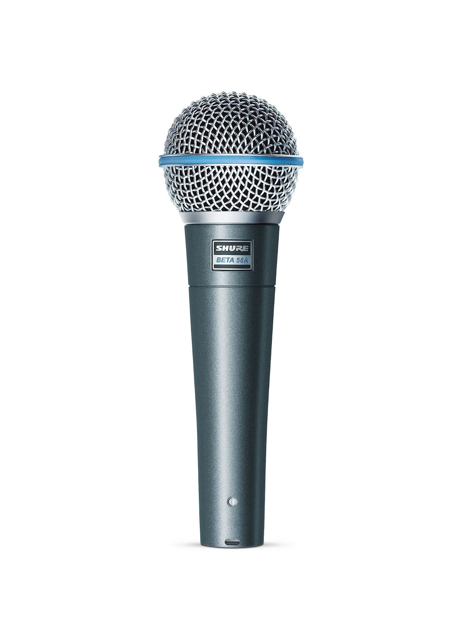 Shure BETA 58A Vocal Microphone - Single Element Supercardioid Dynamic Mic for Stage and Studio, Includes A25D Adjustable Stand 