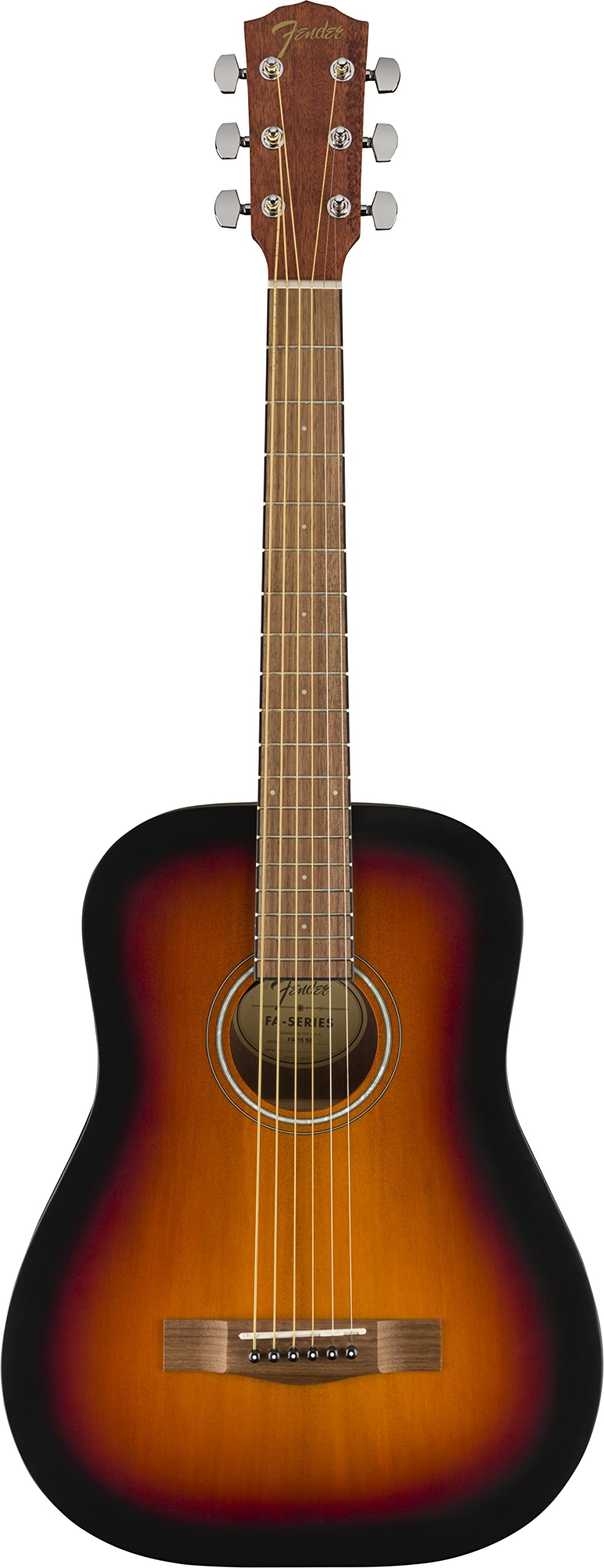 Fender Fa-15 3/4 Scale Steel String Acoustic Guitar, With 2-Year Warranty, Sunburst, With Gig Bag