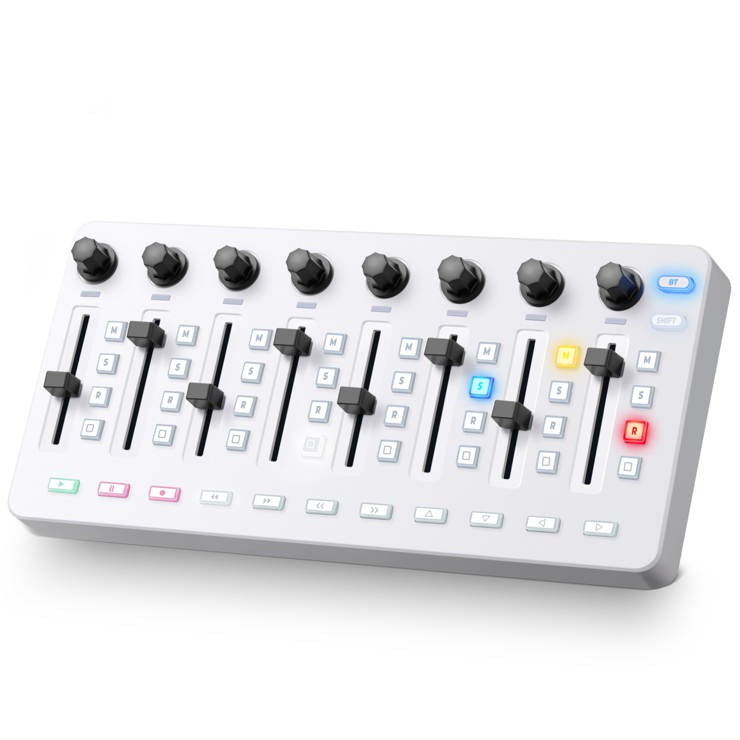 Vangoa Wireless Midi Controller Mixer Mute, Portable USB Midi Keyboard controlador Mixing Console 43 Backlit Button, 8 Channel F