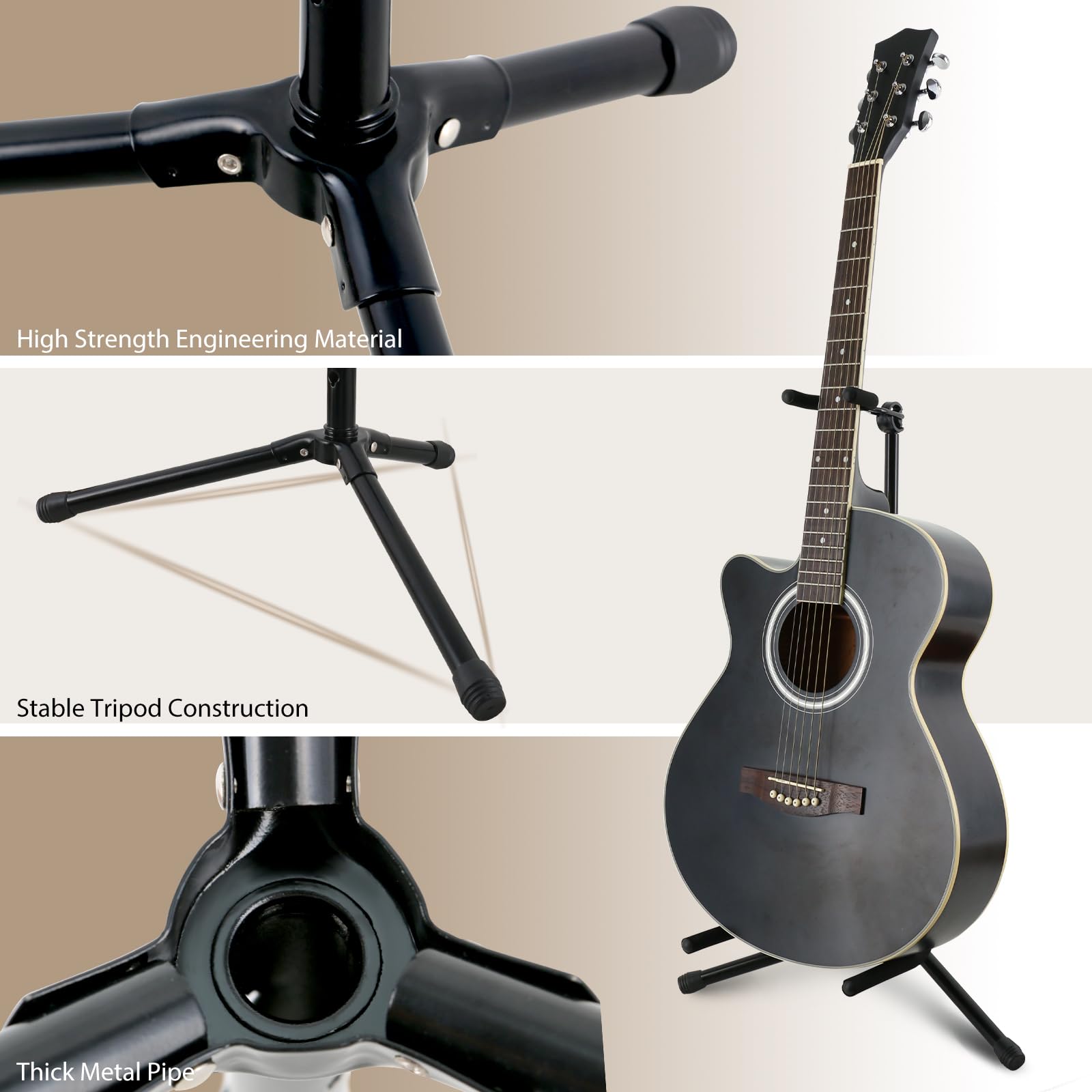EASTROCK 2 Pack Guitar Stand Professional Portable Black Tripod Guitar Stand Acoustic and Adjustable Folding Electric Guitar Sta