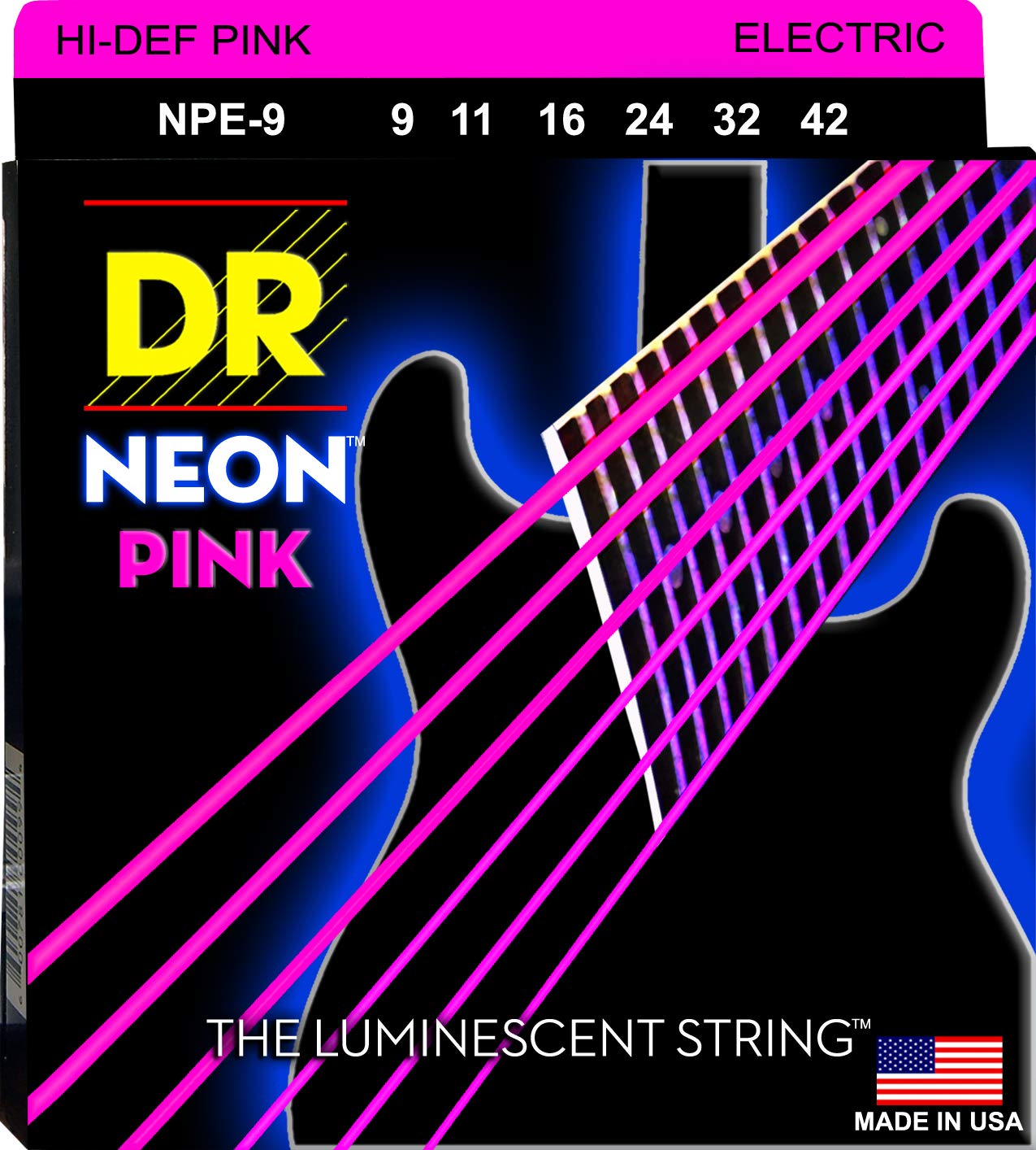 Dr Strings Hi-Def Neon Electric Guitar Strings (Npe-9),Pink