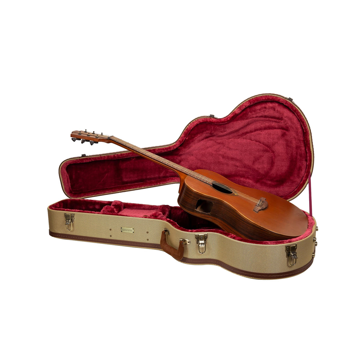 Crossrock Master Series Om Acoustic Guitar Case For Martin 000-14 Fret | Classic Fabric Tweed Exterior, Re-Engineered Shell, Lea