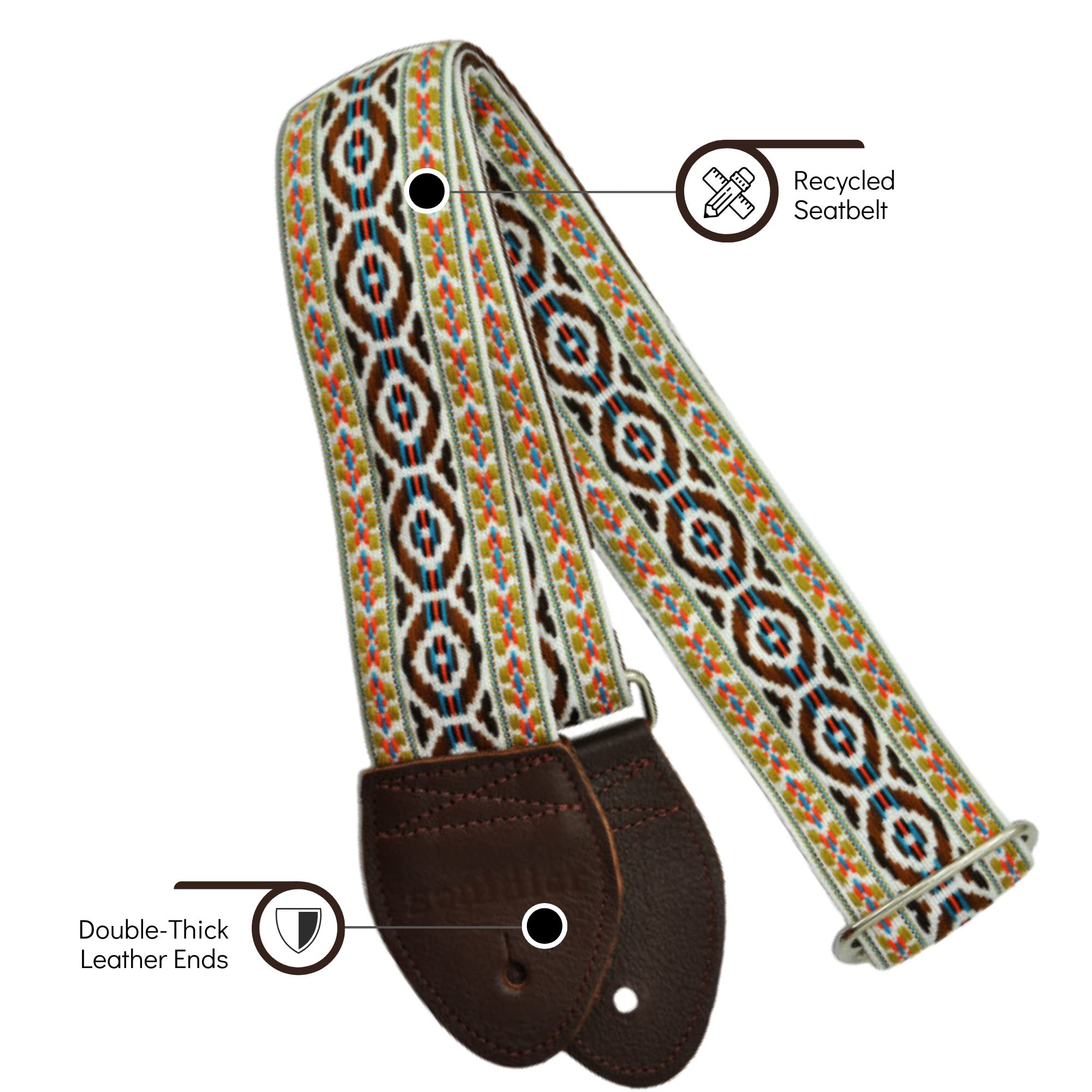 Souldier GS0127NM02WB - Handmade Seatbelt Guitar Strap for Bass, Electric or Acoustic Guitar, 2 Inches Wide and Adjustable Lengt