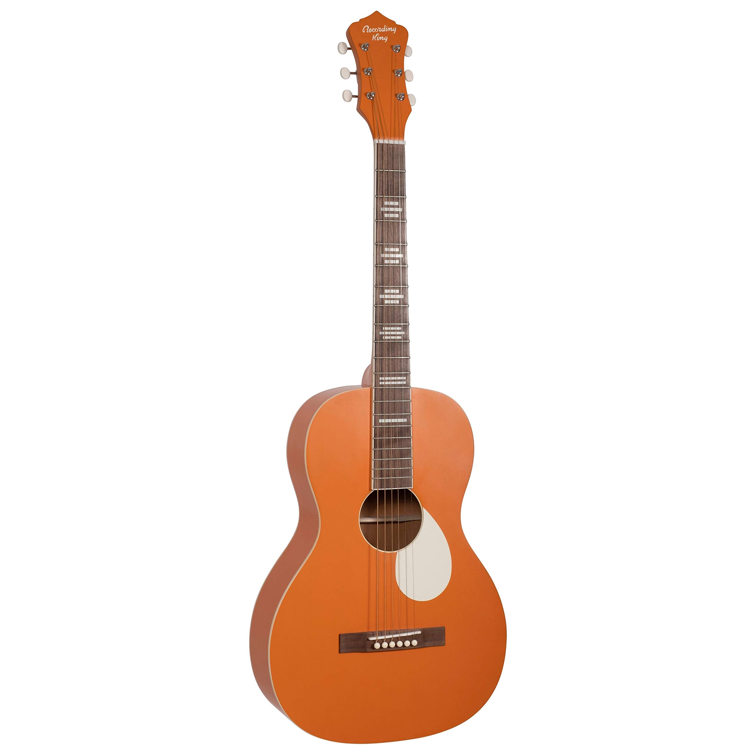 Recording King 6 String Acoustic Guitar, Right, Monarch Orange (Rps-7-Mor)