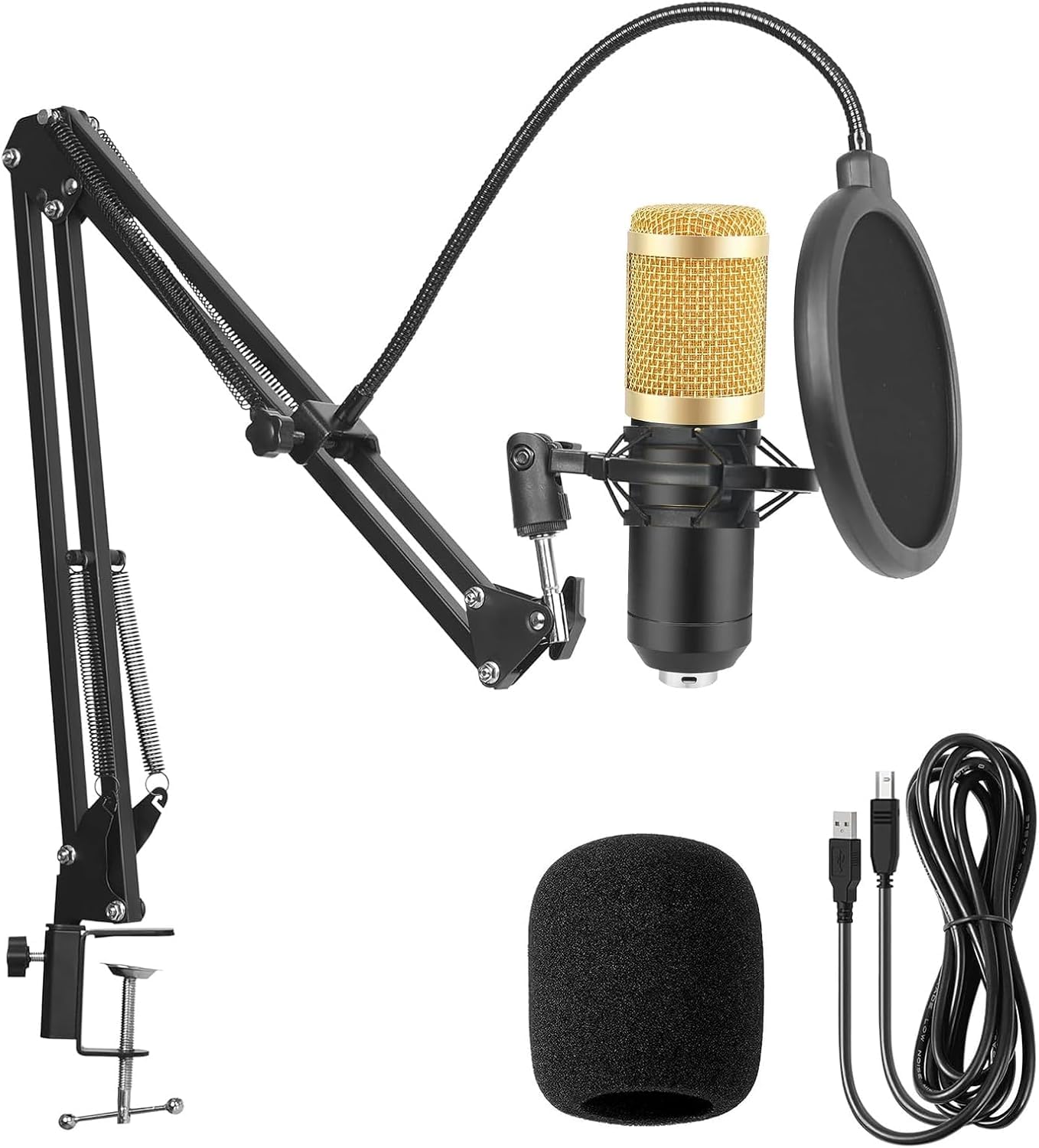 Device Of Urban Infotech Bm800 Condenser Microphone Kit With Boom Arm Stand, Shock Mount, Pop Filter & 3.5Mm Audio Jack Mic Set 