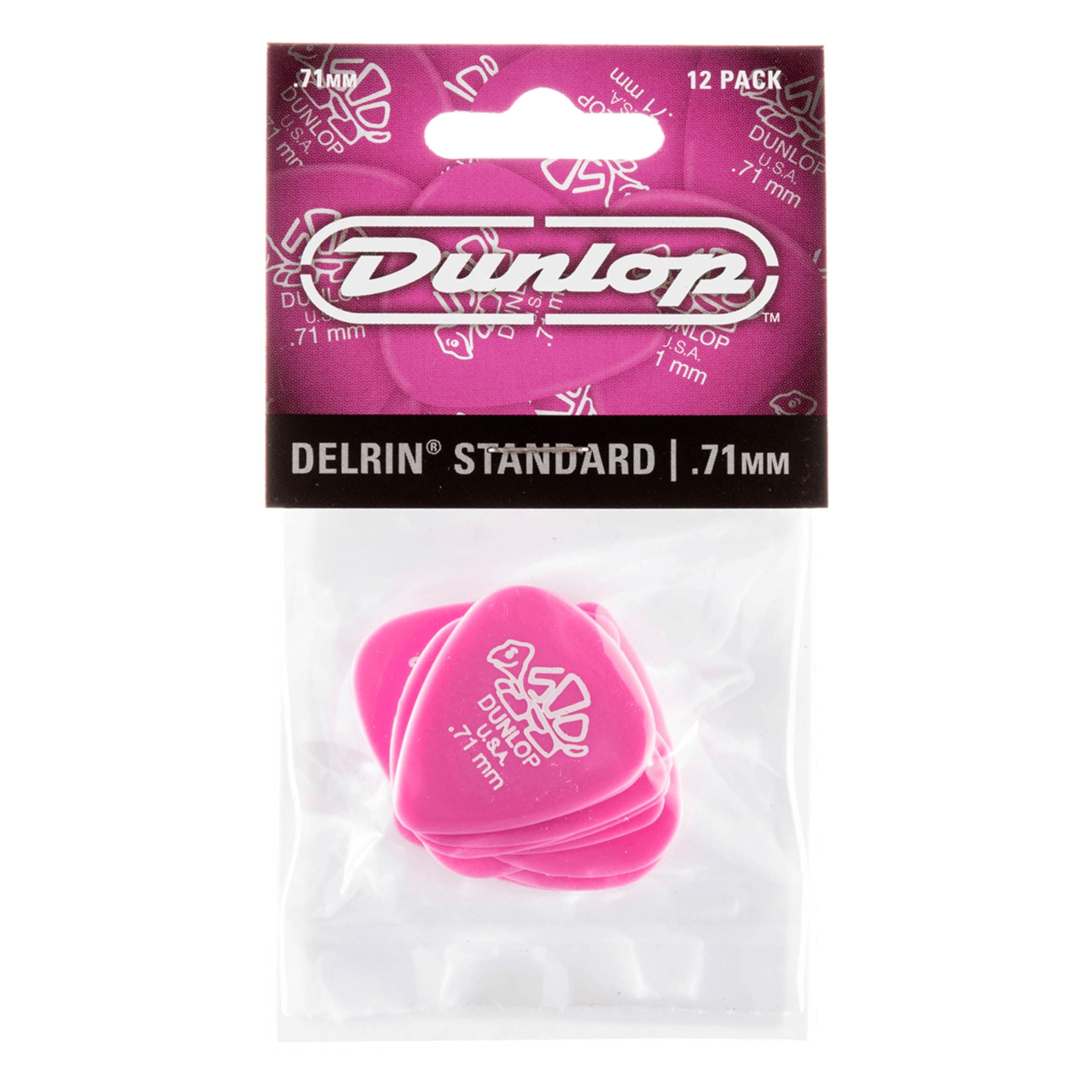 Dunlop 41P71 .71Mm (Medium Pink) Delrin Guitar Picks, 12-Pack