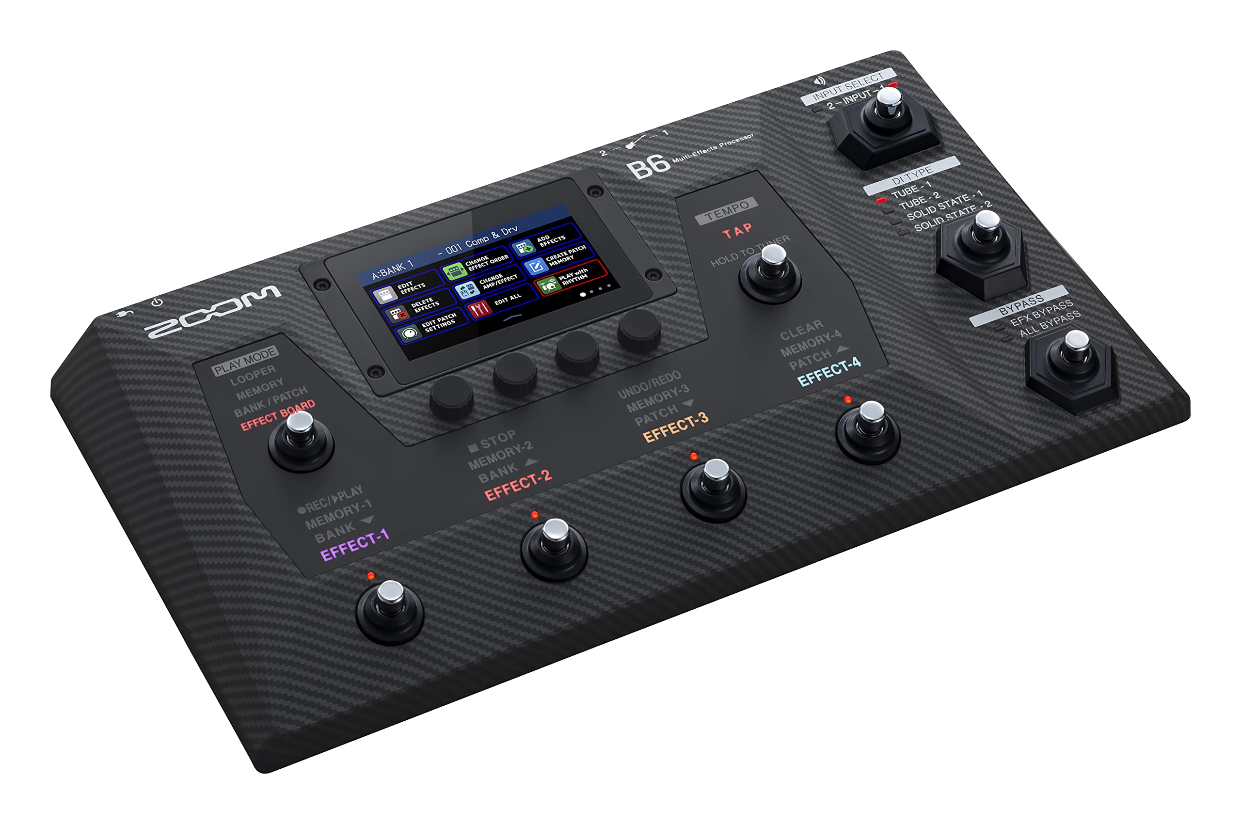 Zoom B6 Bass Multi-Effects Processor with 4 DI Boxes, A/B Switcher, Touchscreen Interface, 100+ Built in Effects, Amp Modeling,