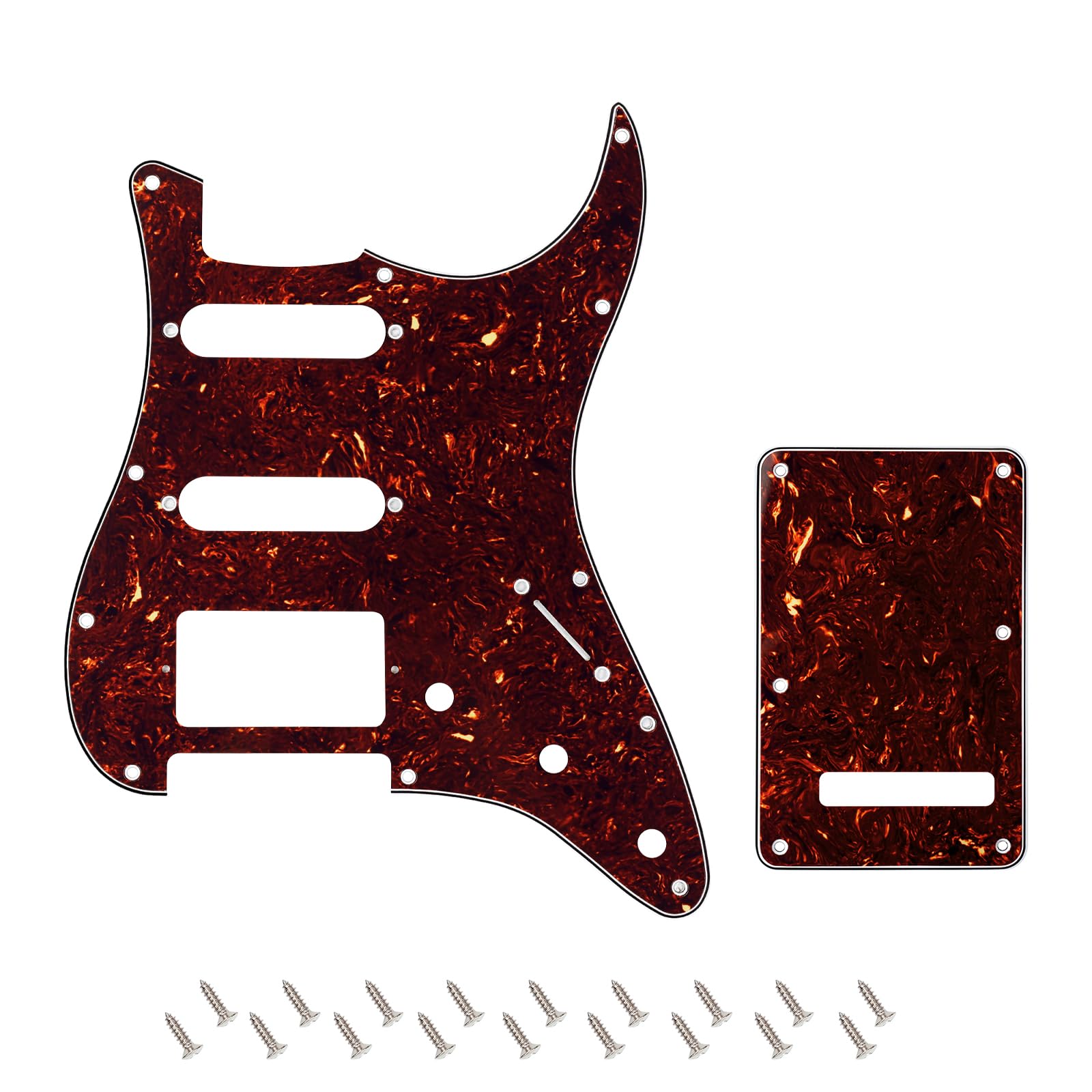 Banworks 4Ply Strat HSS Pickguard 11-Hole Pickguard Scratch Plate & Backplate 6-Hole Trem Tremolo Cover Set for USA/Mexican Fend