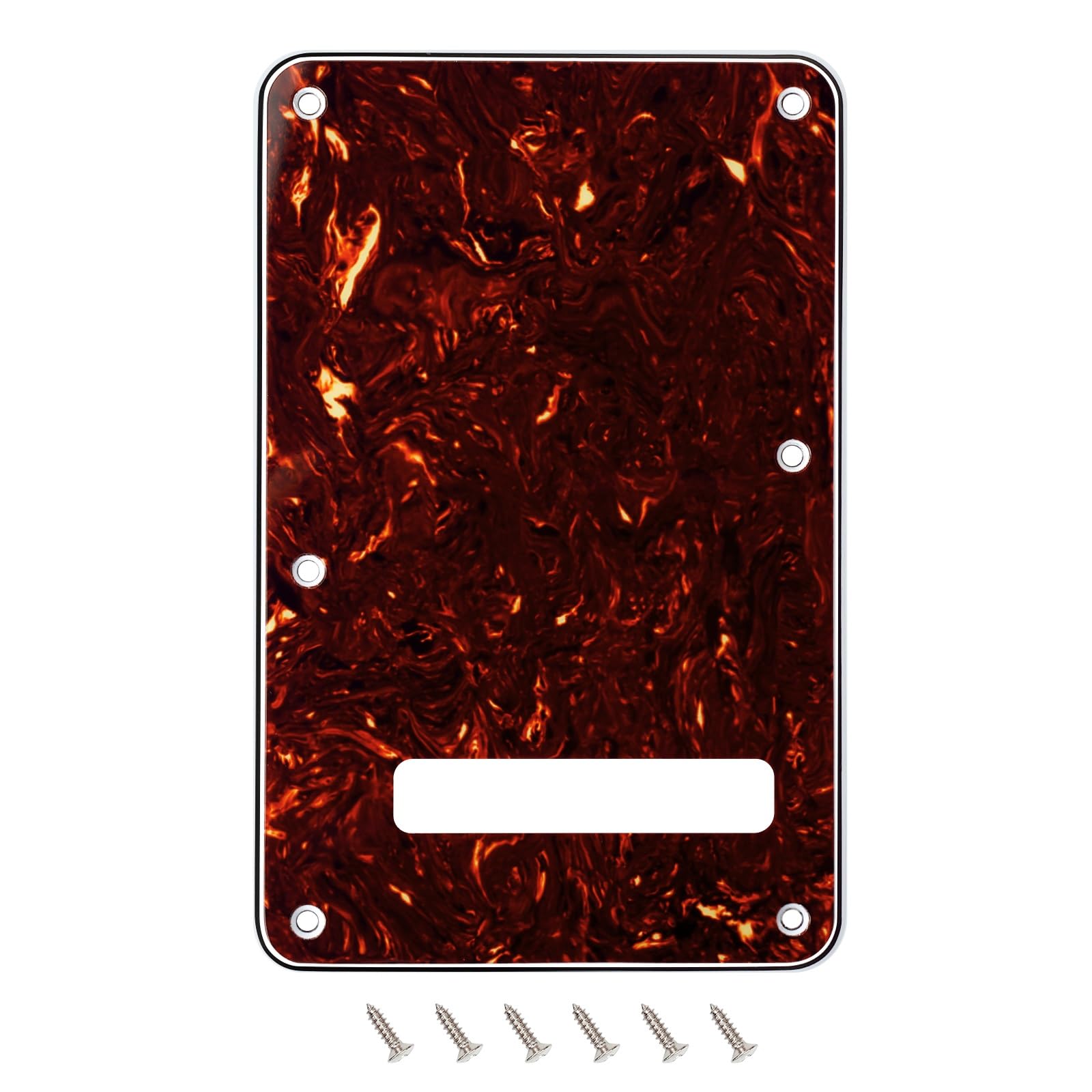 Banworks Electric Guitar 4 Ply Backplate 6-Hole Trem Tremolo Cover for USA/Mexican Fender Standard Strat ST JT/HGB-01 Dark Brown