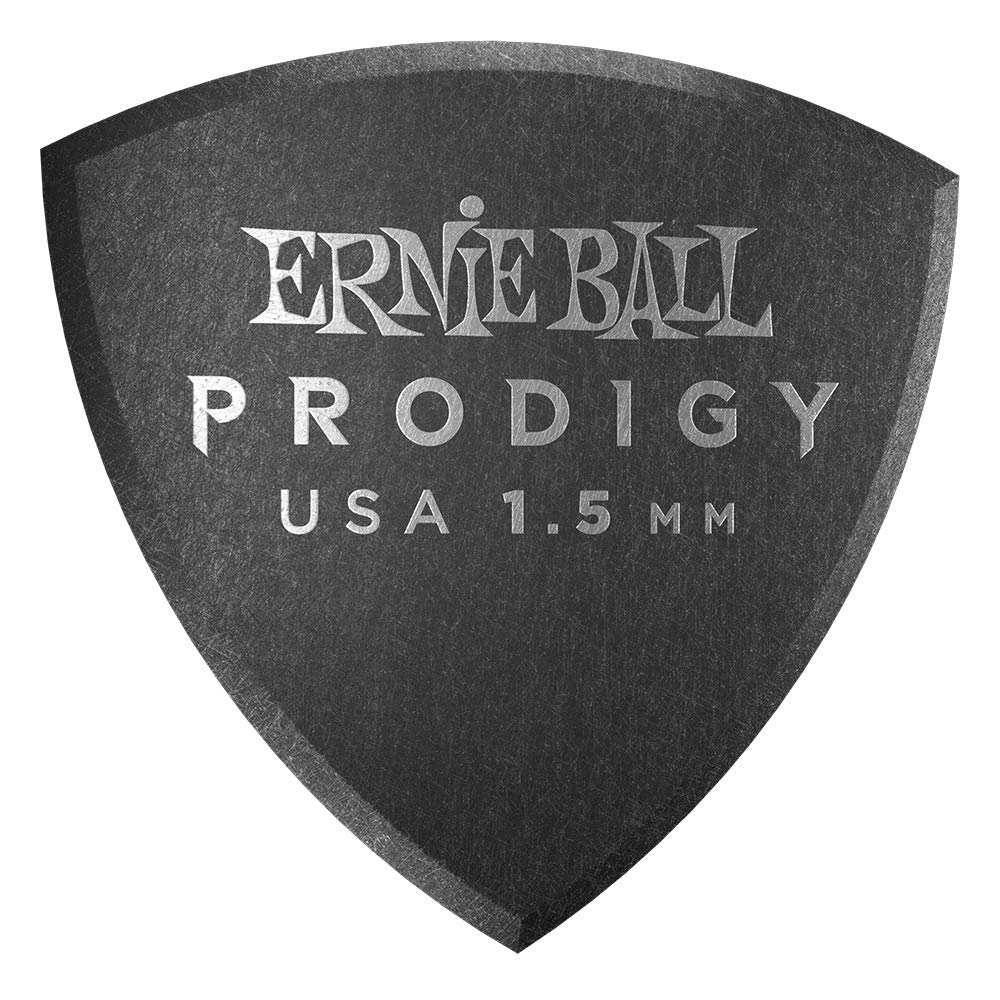 Ernie Ball Prodigy Guitar Picks, Large Shield, Black 15Mm, 6-Pack (P09332)