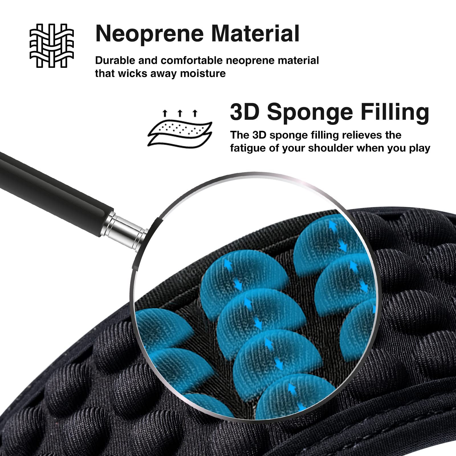 LEKATO Guitar Straps for Electric Guitar Bass, 3'' Wide Padded Guitar Strap Neoprene Pad with 3D Sponge Filling Bass Guitar Stra