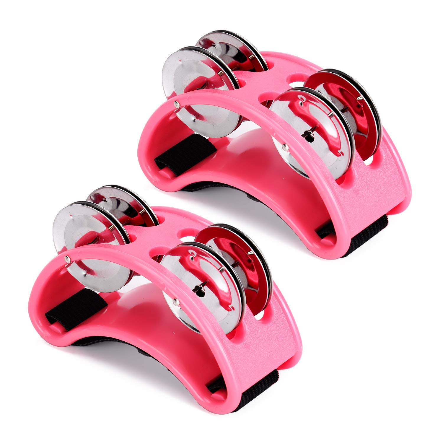 Facmogu 2PCS Foot Tambourine, Musical Instrument Percussion Pedal with Steel Jingle Bells for Drum & Guitar Playing, ABS Foot Pe