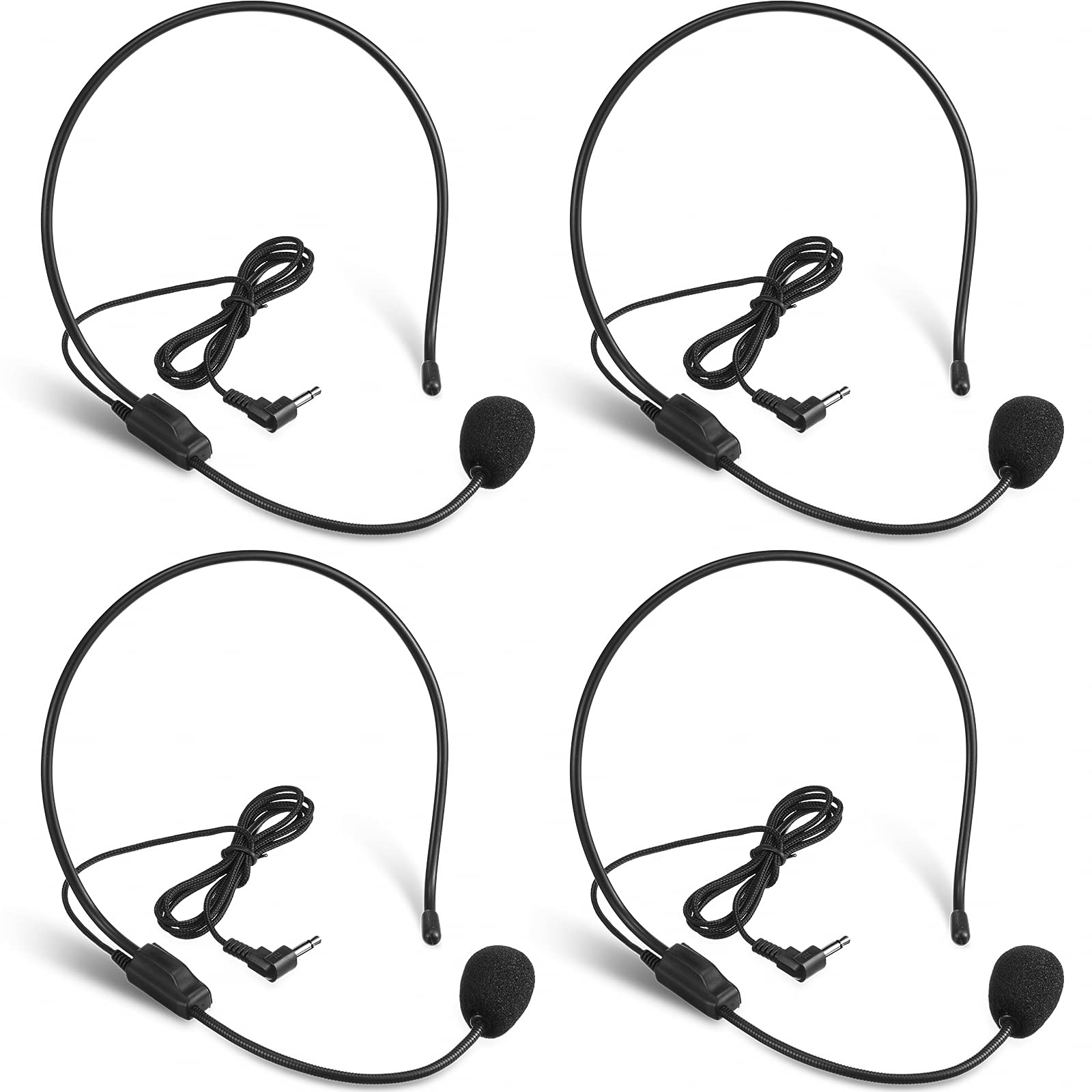Boao 4 Pieces Headset Microphone, Flexible Boom for Voice Amplifier not Phone or PC, Teachers, Speakers, Singer, Dancer, Coaches