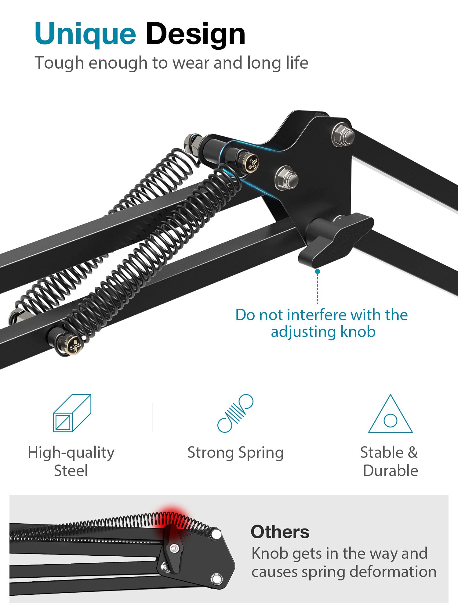 InnoGear Microphone Arm, Upgraded Mic Arm Microphone Stand Boom Suspension Stand with 3/8'' to 5/8'' Screw Adapter Clip for Blue