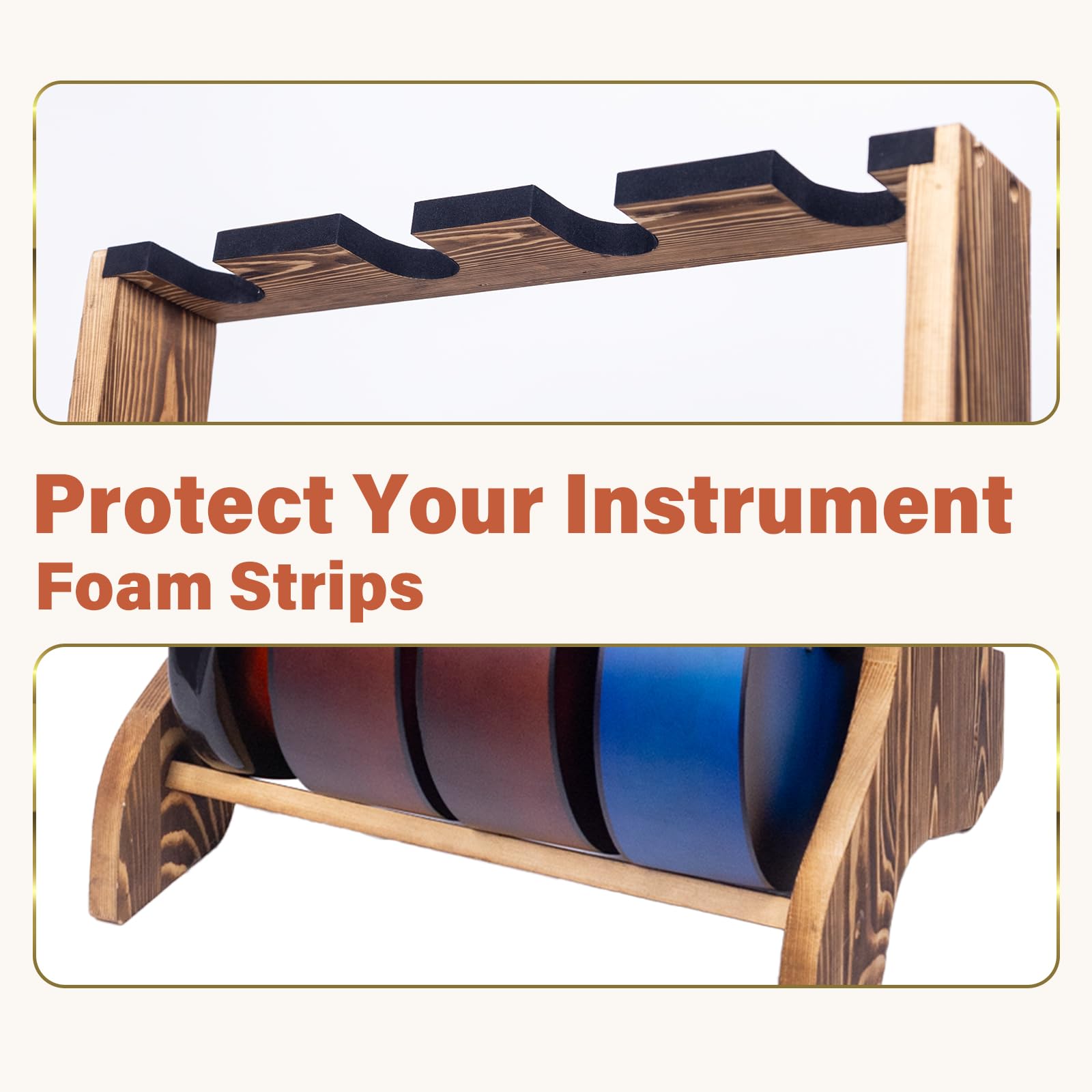 4 Multiple Guitar Stand Racks,Guitar Holder with Protective Velvet Band,Wooden Guitar Display Holder for Acoustic, Electric Guit