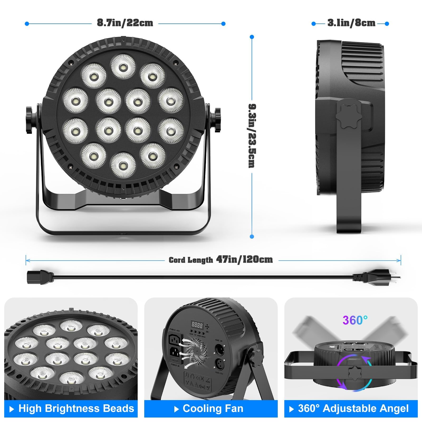 Stage Lights, 1 Pack UKing Par Can Lights RGBW LED 14x6W DMX Sound Activated, Uplights for Events Wedding Parties Church Live S