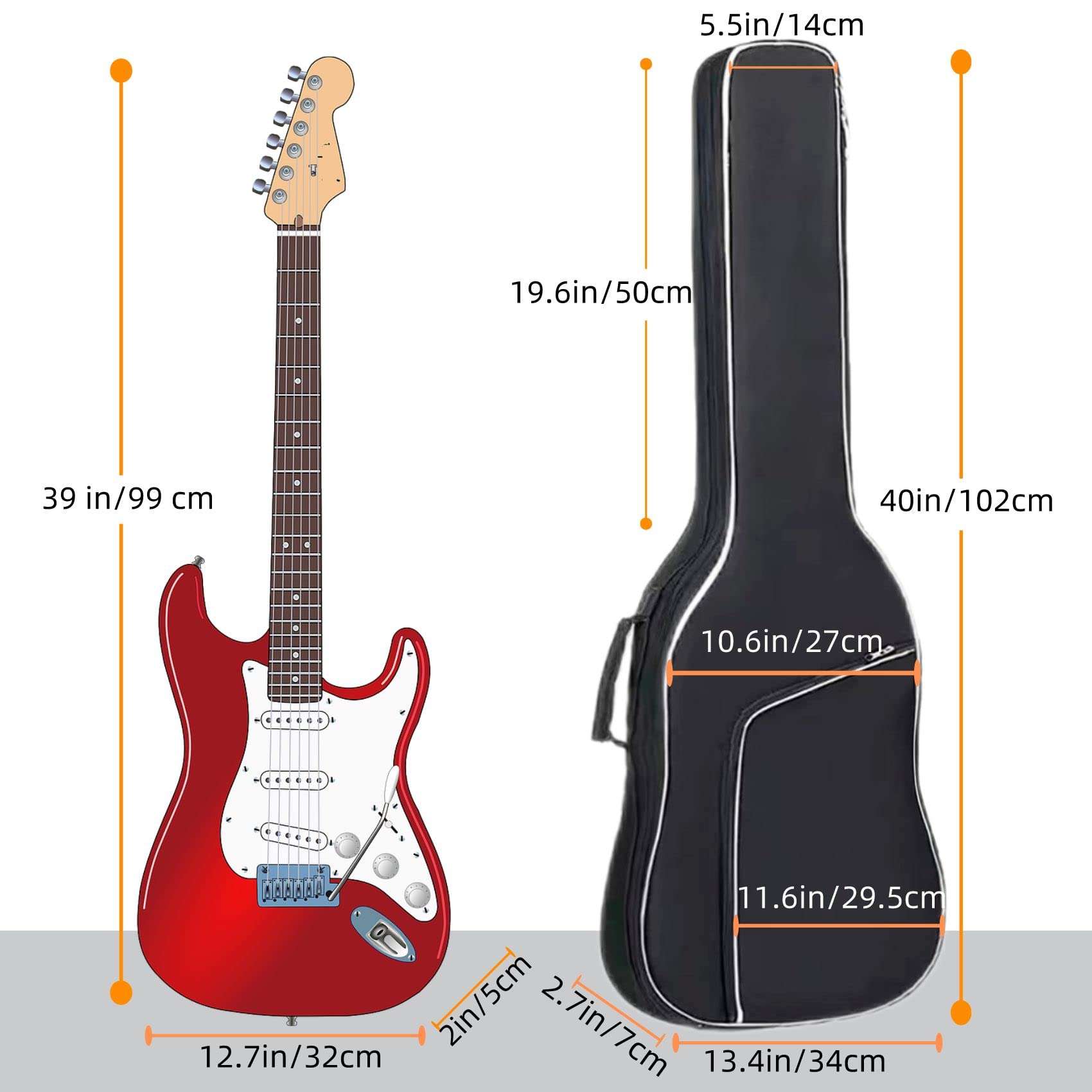 GIGKOUKI 39 inch Electric Guitar Bag Gig Bag 0.4Inch 10mm Padding Backpack Padded Soft Guitar Case Black with Back Hanger Loop a