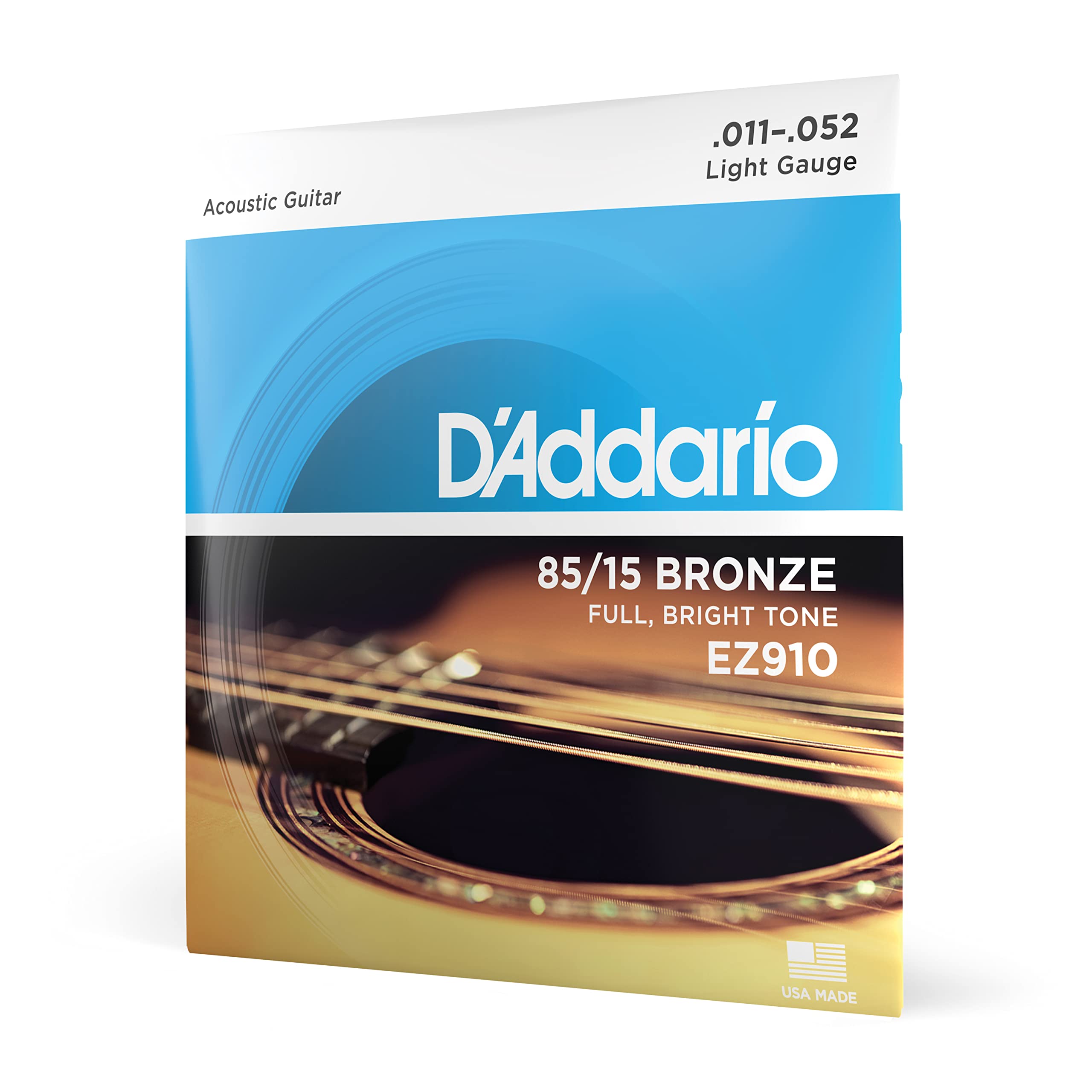 DAddario Bronze Acoustic Guitar Strings_{.010-.050_Light Gauge}85/15 FULL BRIGHT TONE_Stainless Steel Material