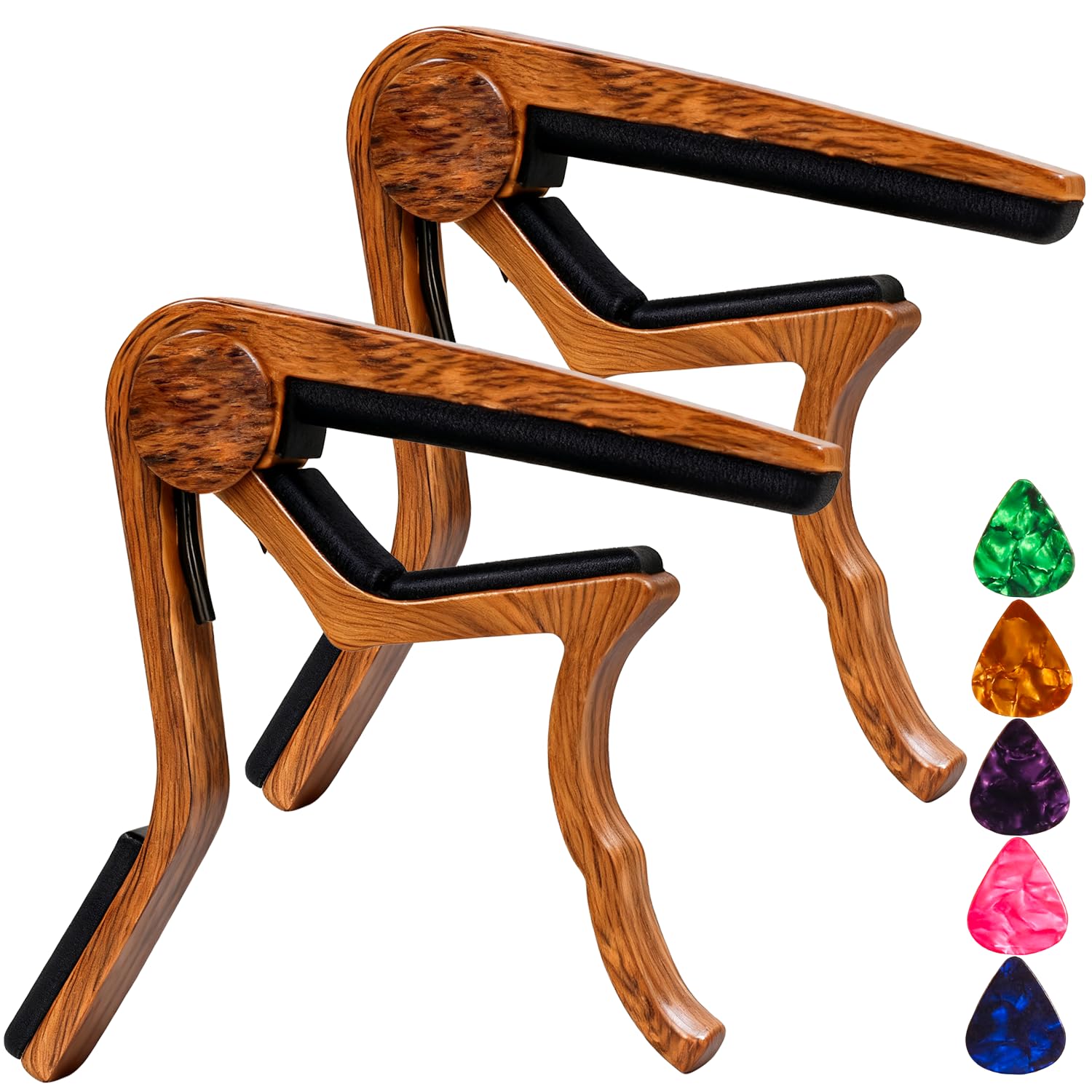 Capo Guitar Capo for Acoustic and Electric Guitars acoustic guitar capo,capo for acoustic guitar 6 string- 2 Packs with 5 Picks 