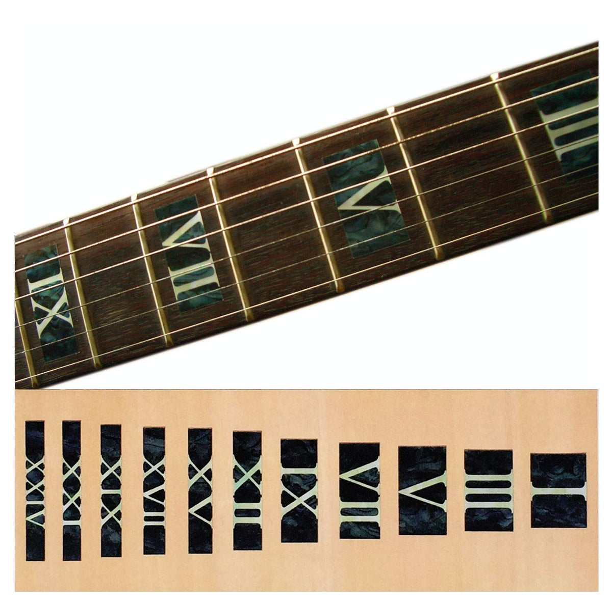 Jockomo Roman Numeral Block/Black Pearl Guitar Inlay Sticker