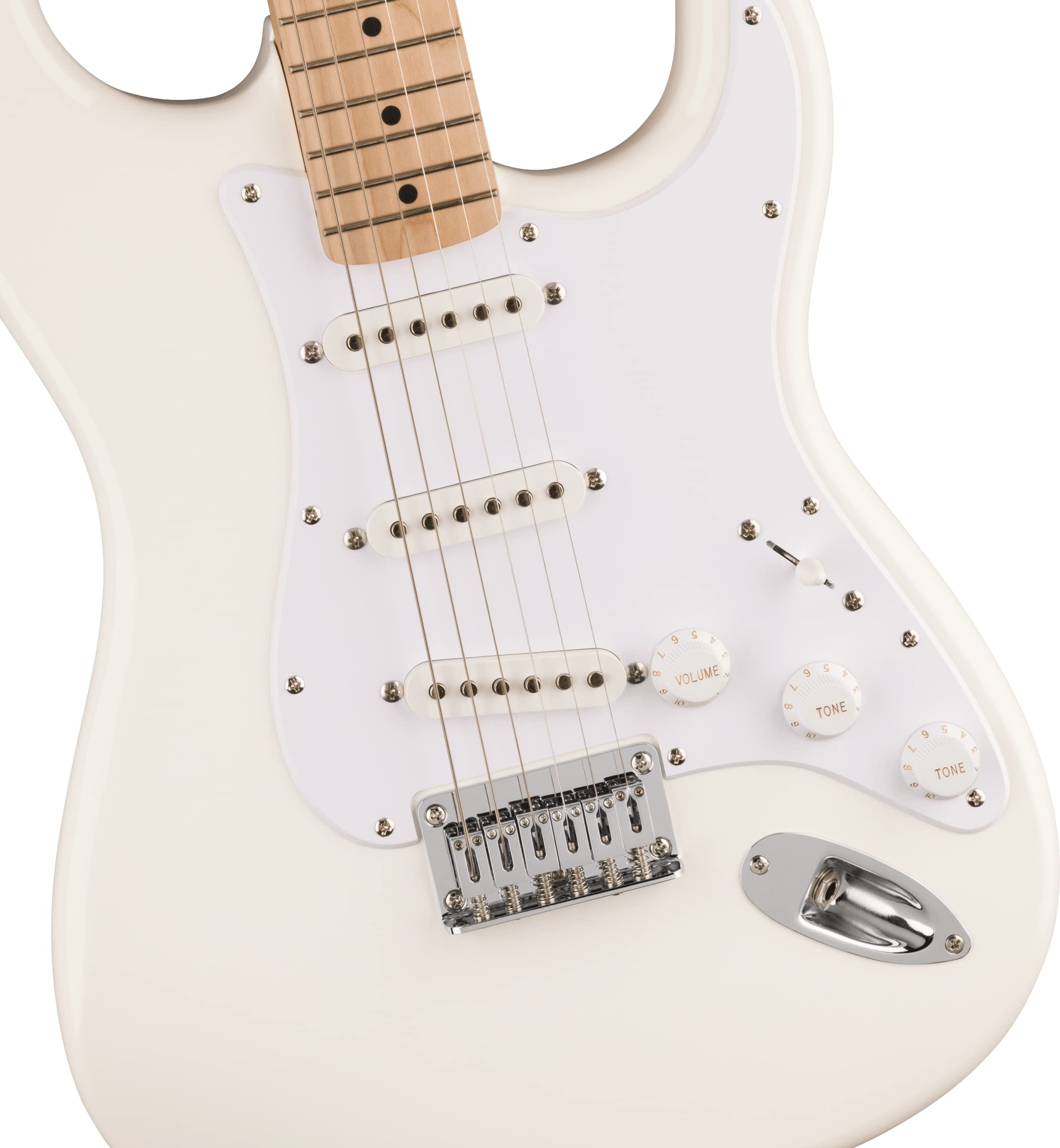Squier Sonic Stratocaster HT Electric Guitar, with 2-Year Warranty, Arctic White, Maple Fingerboard, White Pickguard