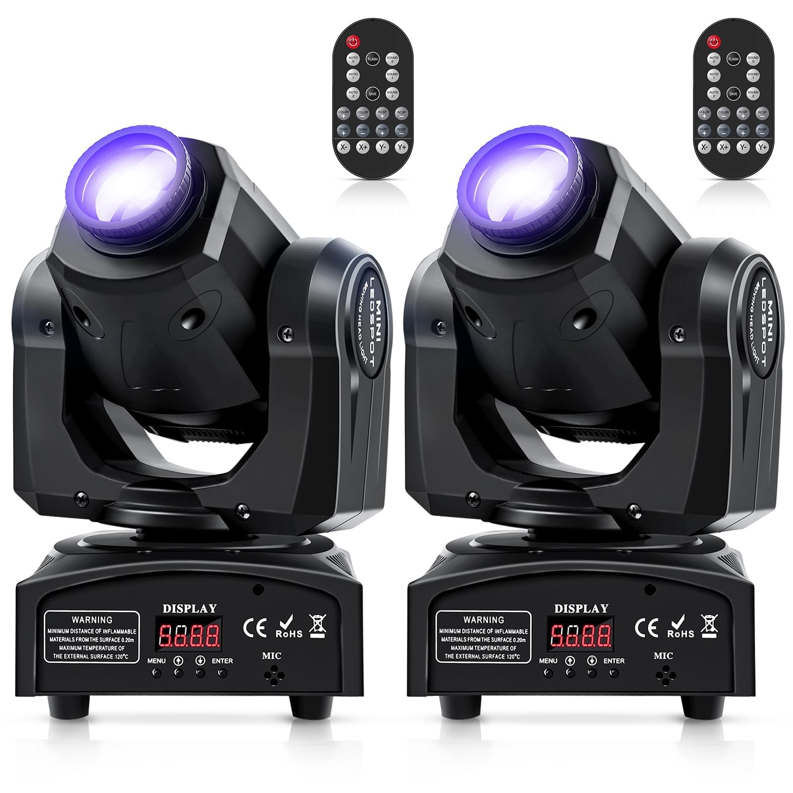 2Pcs 60W Led Moving Head Light Stage Lights With Remote Control 8 Gobo 8 Pattern Spotlight By Dmx Controlled 11 Channel With Sou