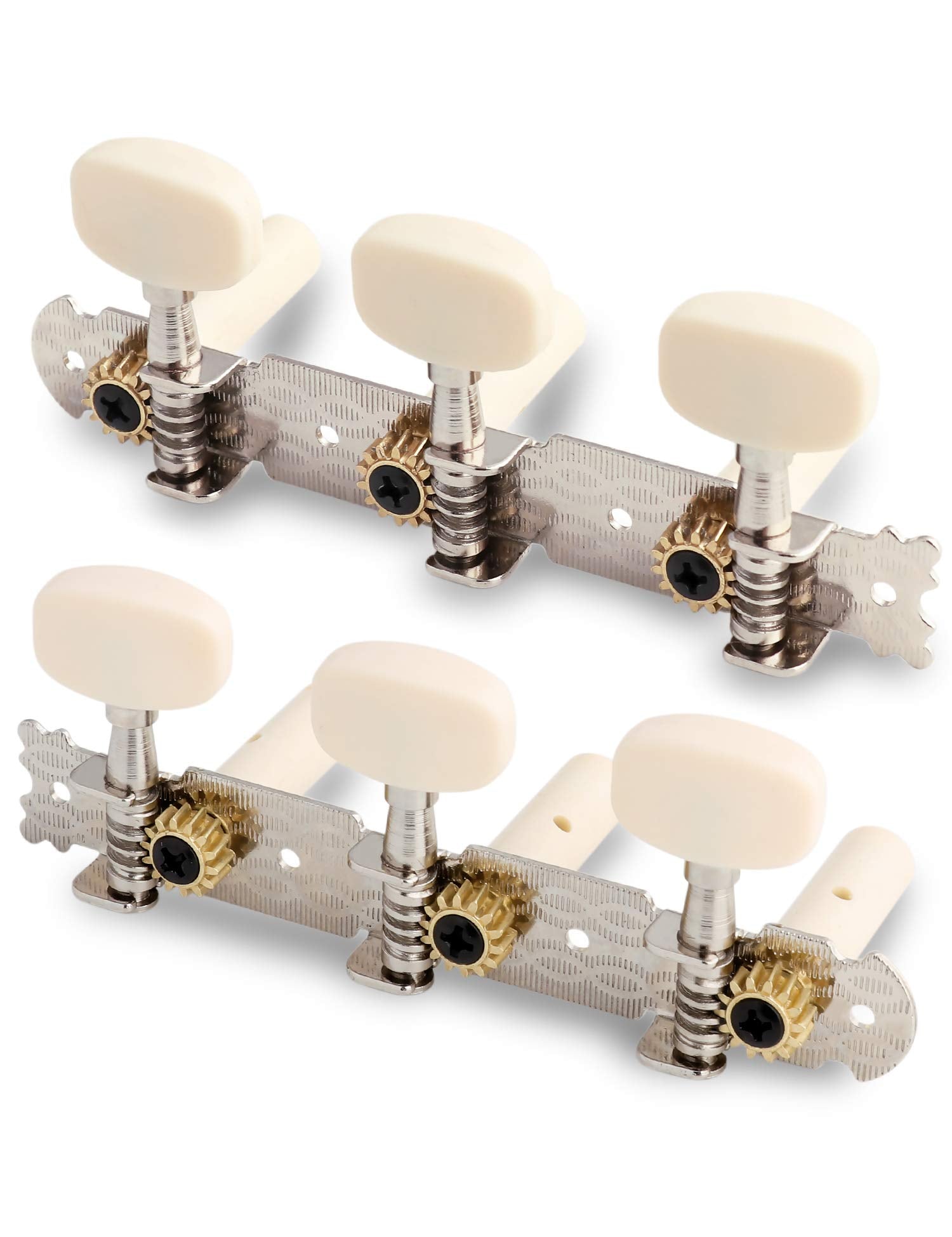 Metallor 3 on a Plank Guitar Tuning Pegs Machine Heads Tuning Keys Tuners for Classical Guitar Single Hole 3L 3R Chrome. (G317)