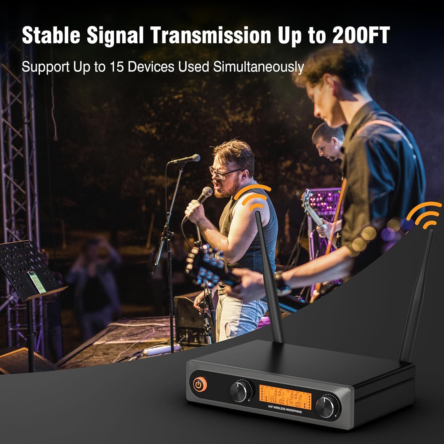 voijump Wireless Microphones,Professional Metal Dual UHF Cordless Dynamic Mic Handheld Microphone System (200ft) for Karaoke, Ho