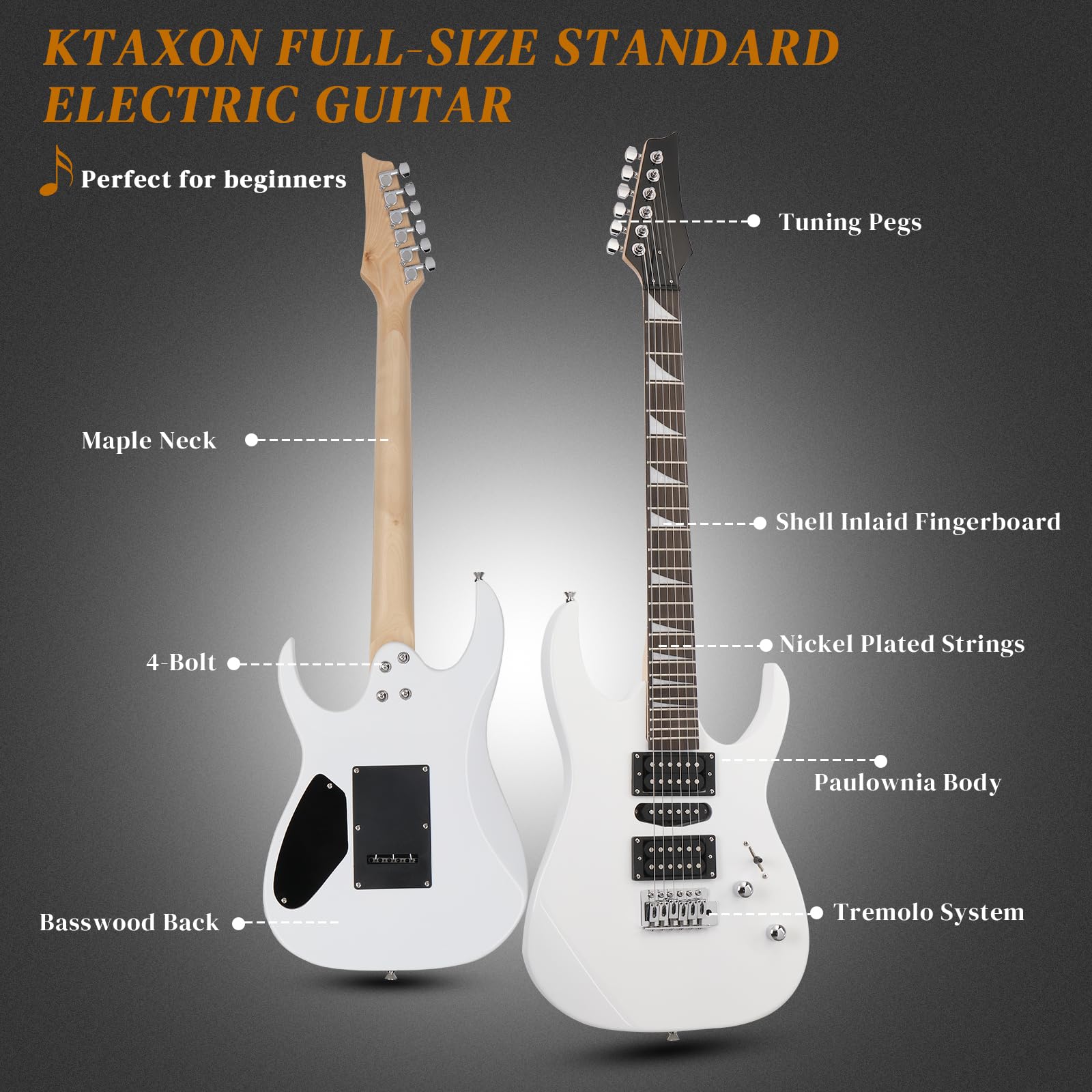 Ktaxon 39'' Electric Guitar with 20Watt Amp, Full Size 170 Model Starter Guitar Kit for Beginners & Professional W/Bag, Shoulder