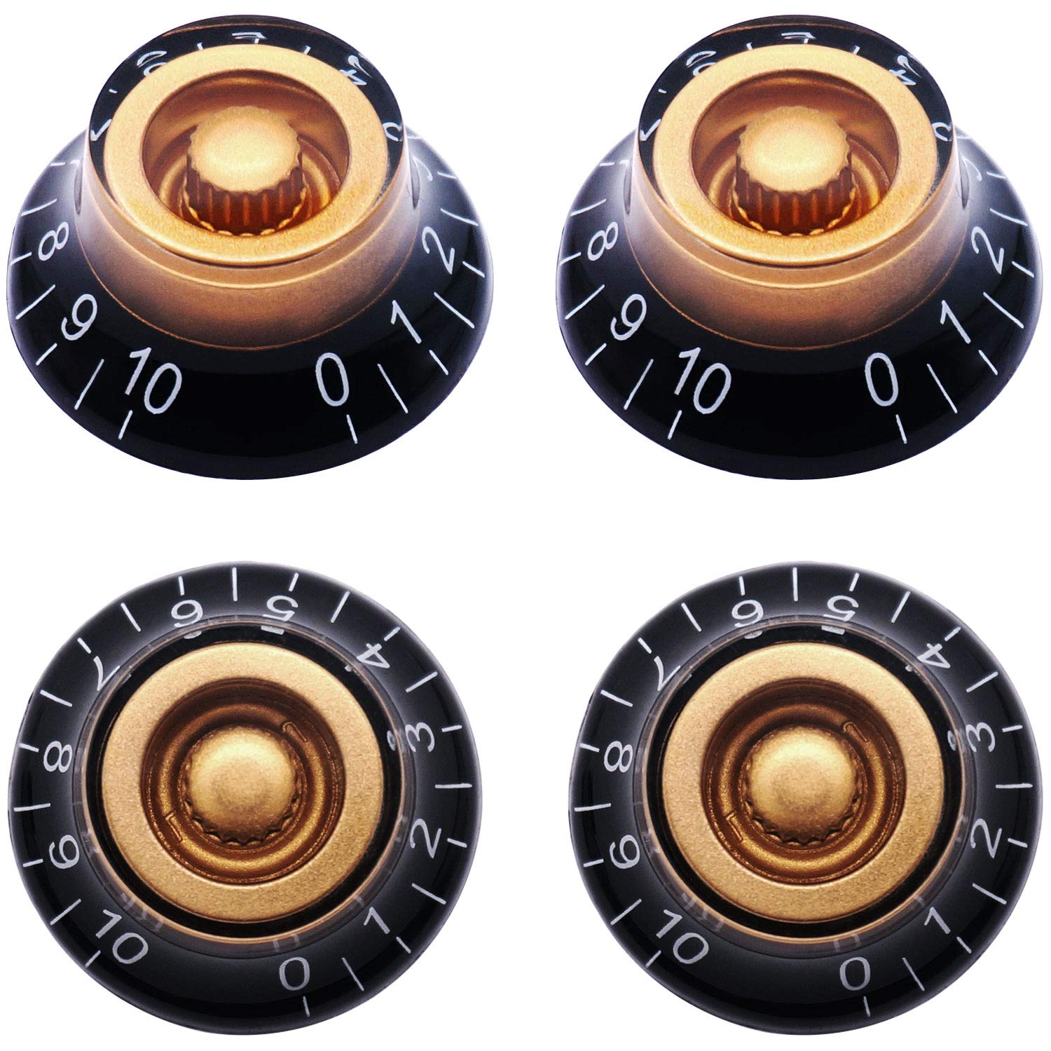 Taiss 4Pcs Guitar Knobs,Amber Top Hat Bell Style Rotary Knobs,Electric Guitar Bass Speed Volume Tone Control Knobs Fits 6Mm/0.24