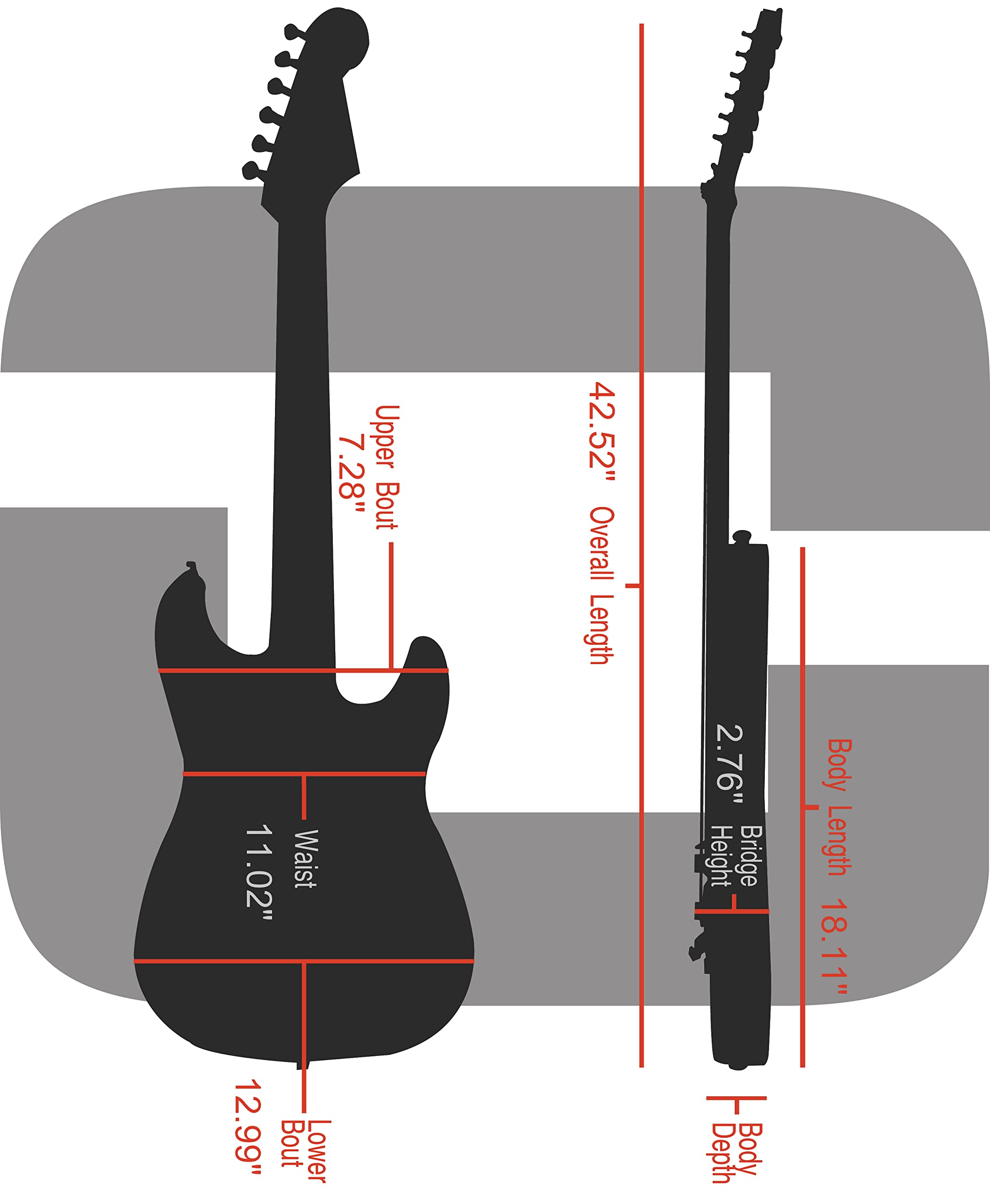 Crossrock Telecaster and Stratocaster Style Fiberglass Red Electric Guitar Case