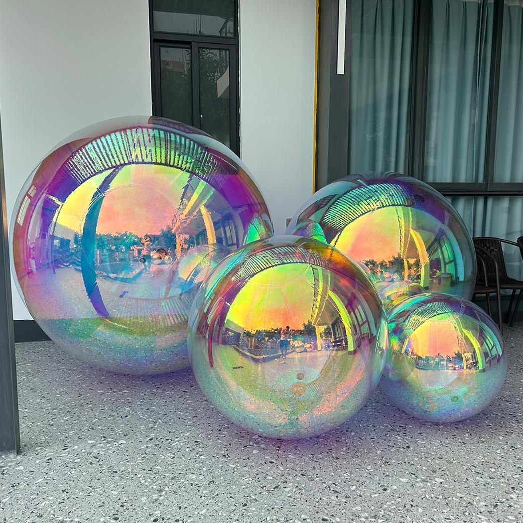 Inflatable Mirror Ball 1.0m/39in Big Shiny Balls Airtight Giant Mirror Balloon Large PVC Sealed Sphere For Events & Stage Party,