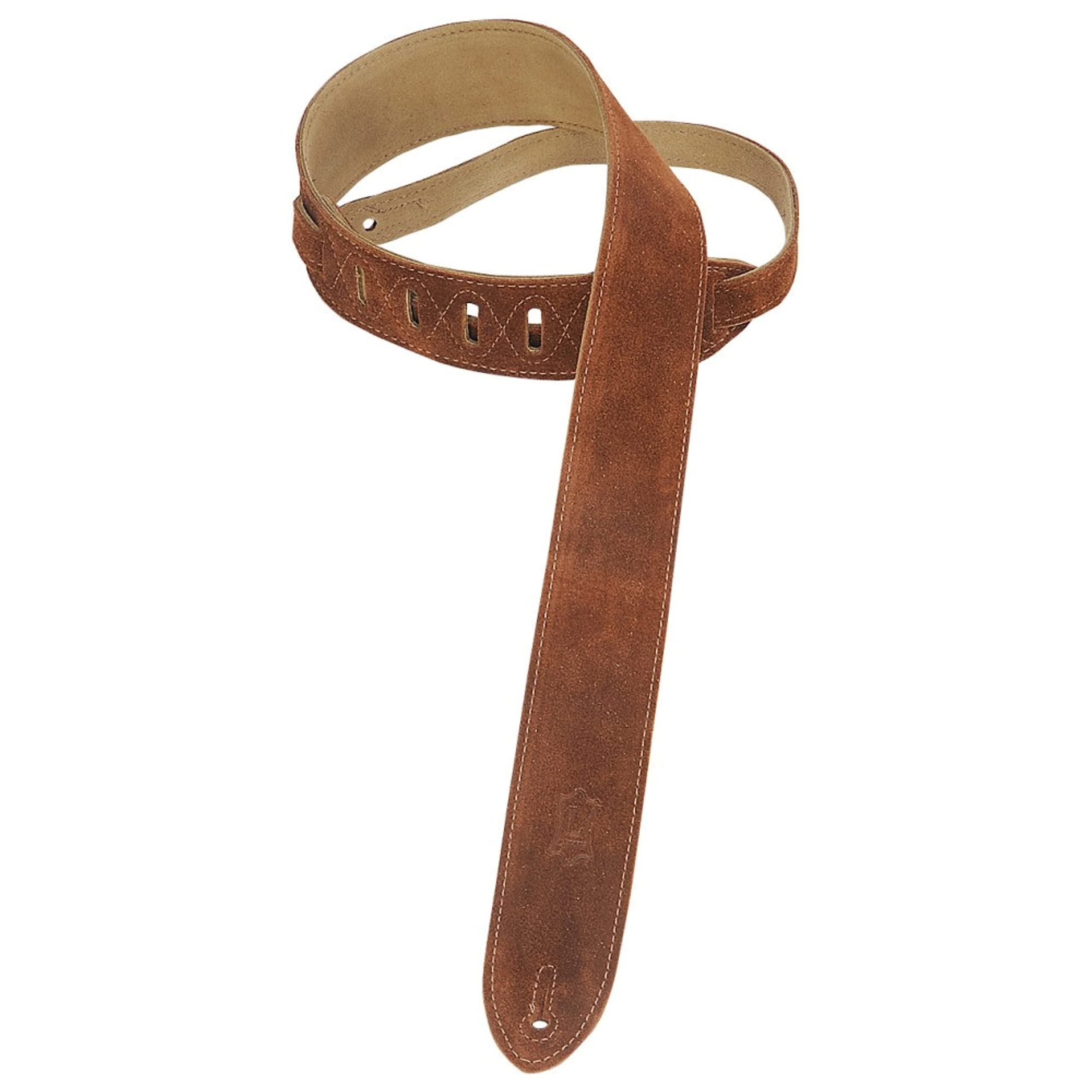 Levys Leathers Simply Suede Series 2 Guitar Strap with Loop and Ladder Height Adjustment, Brown (MS12-BRN)