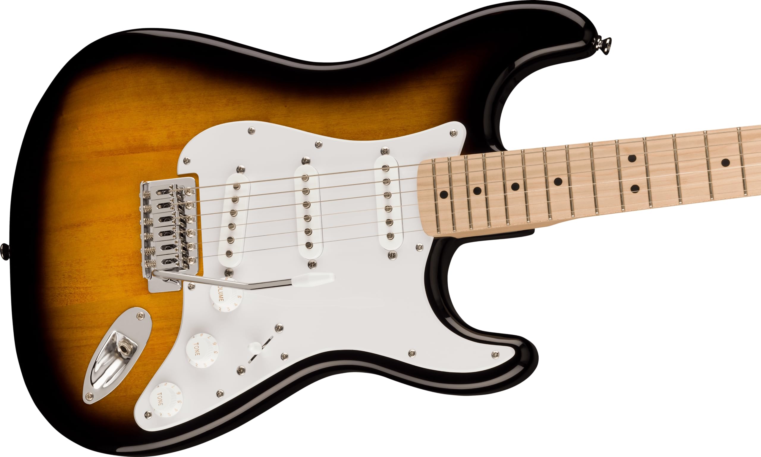 Squier Sonic Stratocaster Electric Guitar, with 2-Year Warranty, 2-Color Sunburst, Maple Fingerboard, White Pickguard