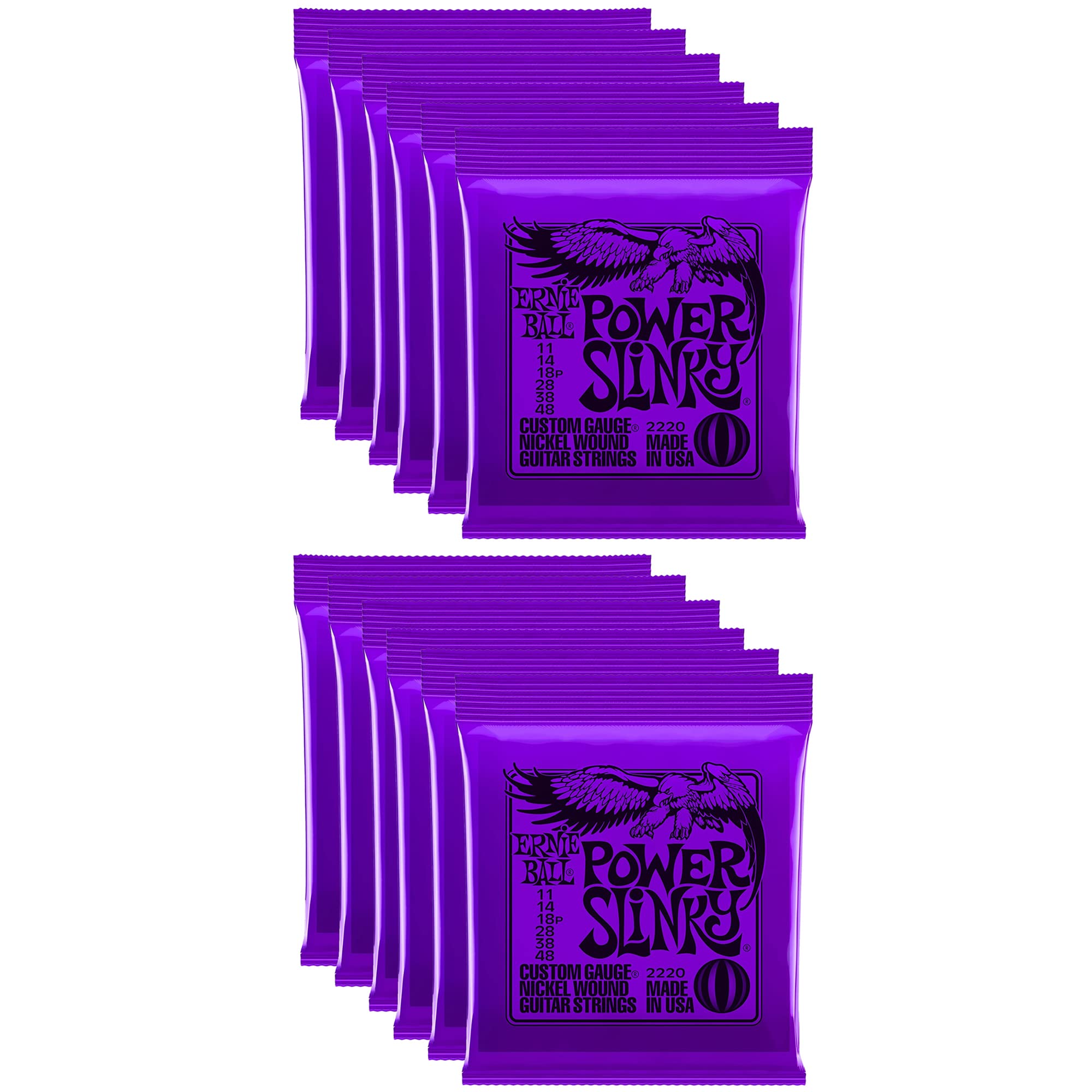 Ernie Ball 2220 Power Slinky 11-48 (12 Pack Bundle)