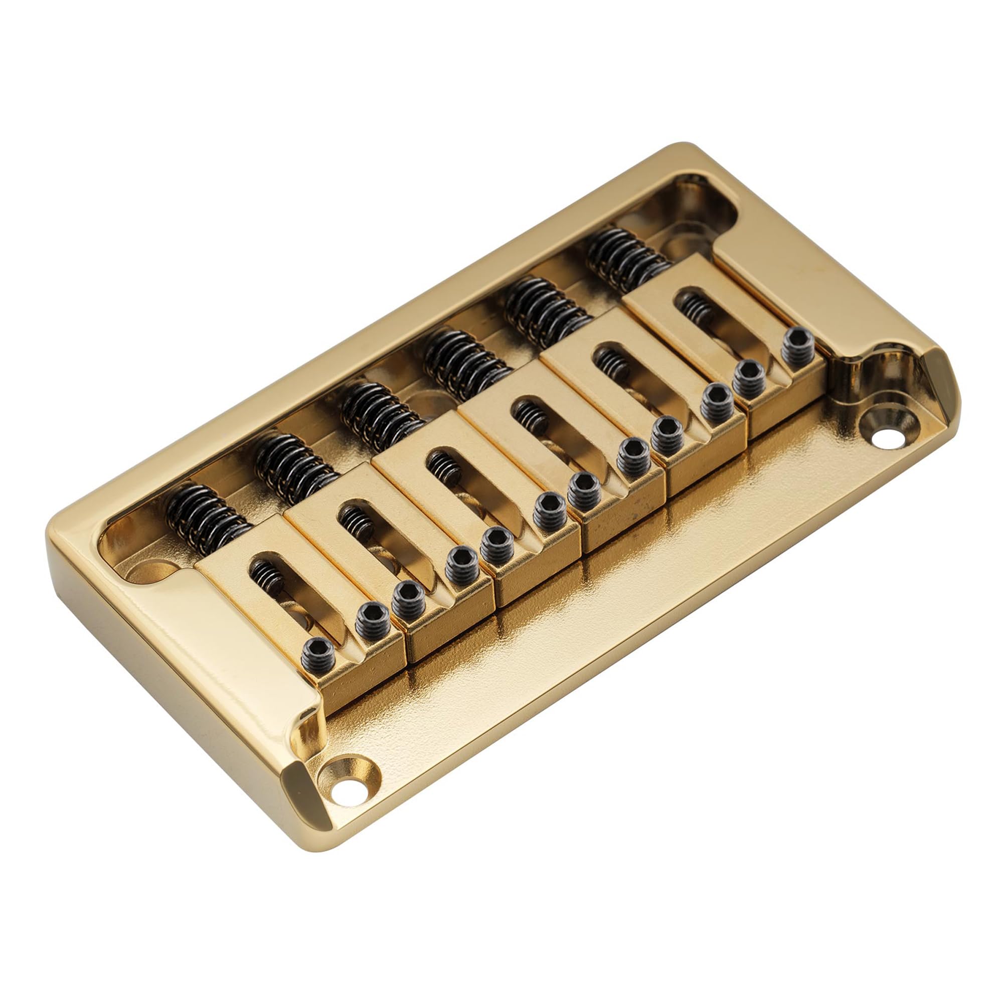 Musiclily Ultra Brass 52.5mm Fixed Hardtail Bridge for 6 String Strat Tele Style Electric Guitar, Gold