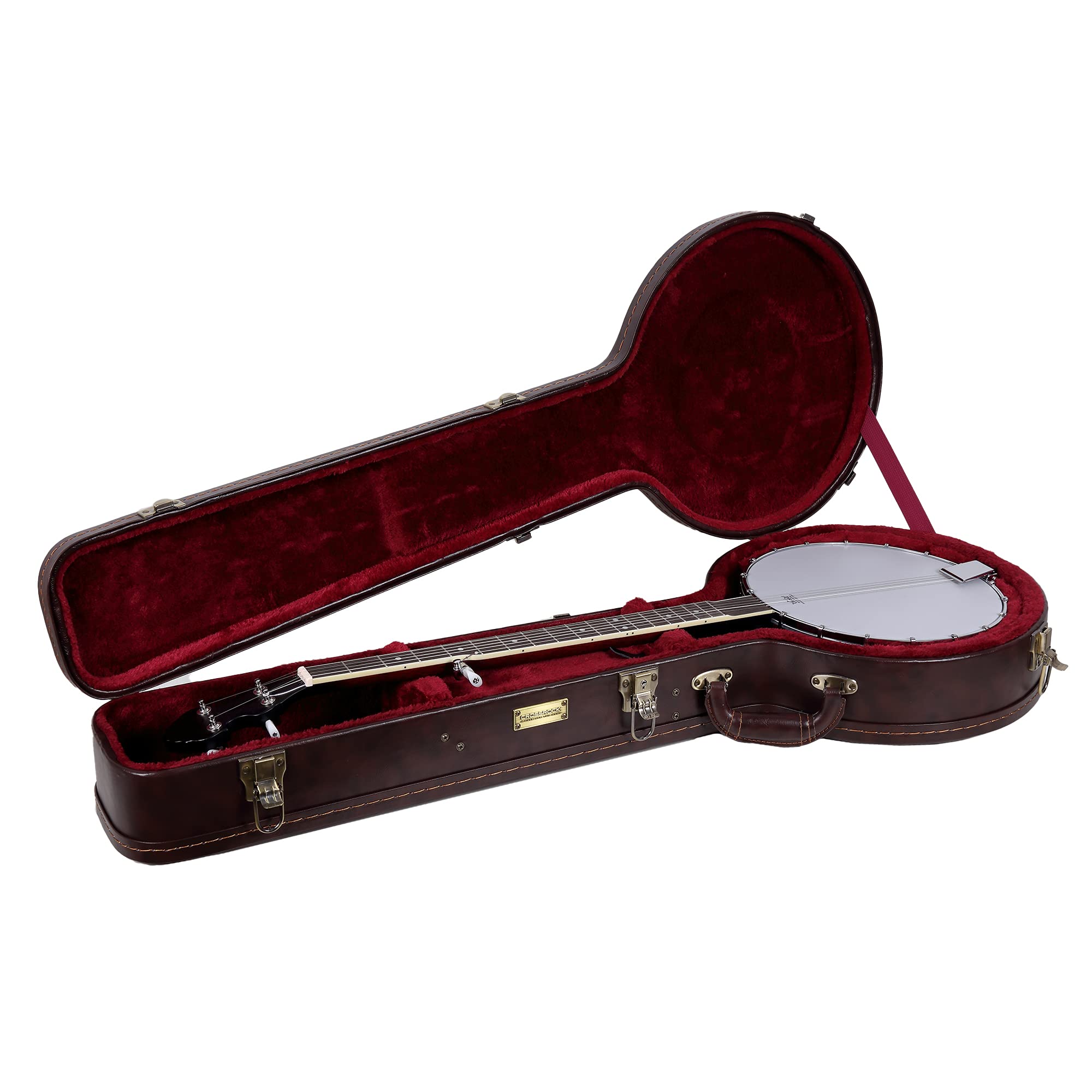 Crossrock Wood Case for 12.5 Openback Banjos-Brown Leather (CRW620OBJBR)