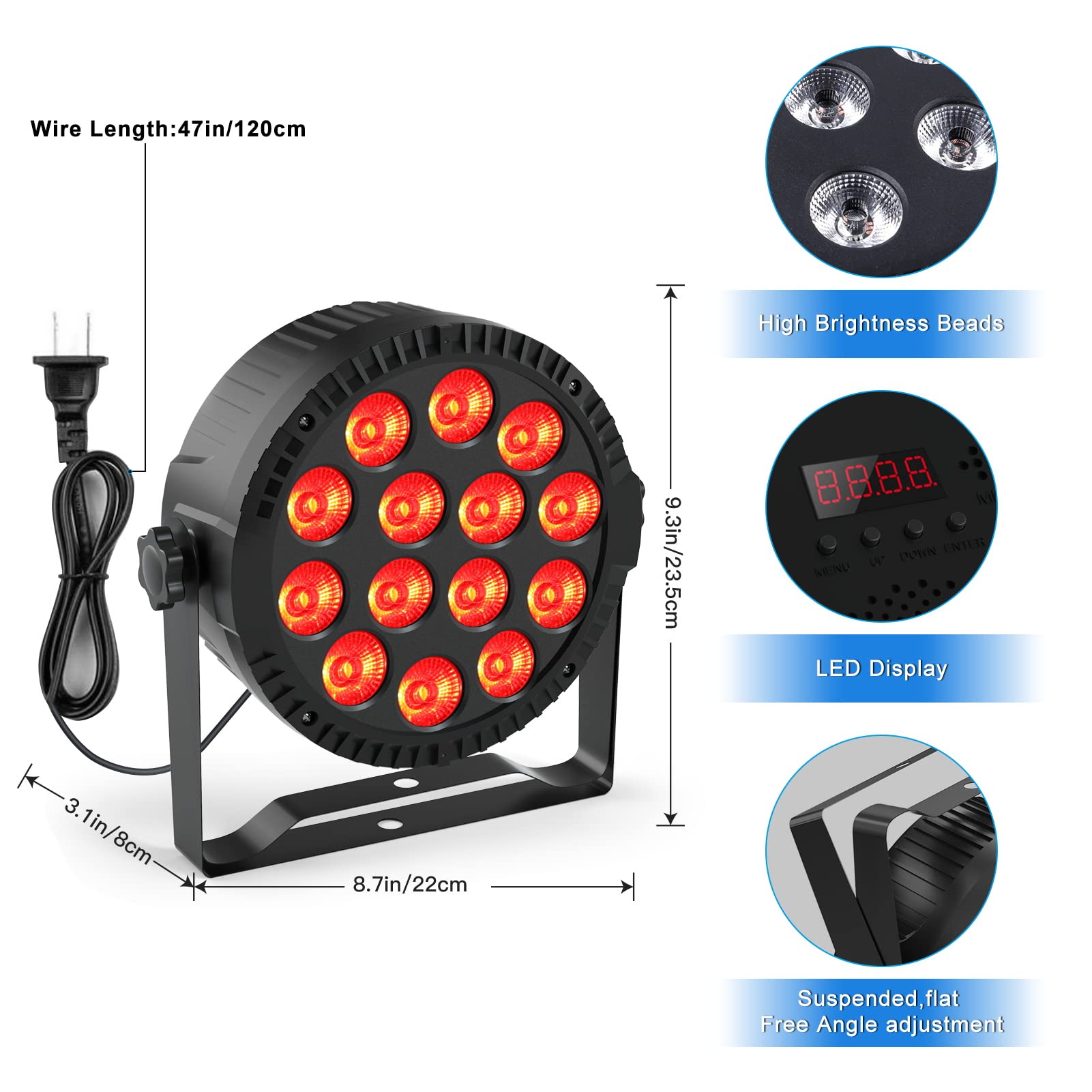 UKing Stage Lights, 8 Pack LED Par Lights RGBW DJ Stage Lighting 14x6W Uplights for Events by Sound Activated and DMX Control f