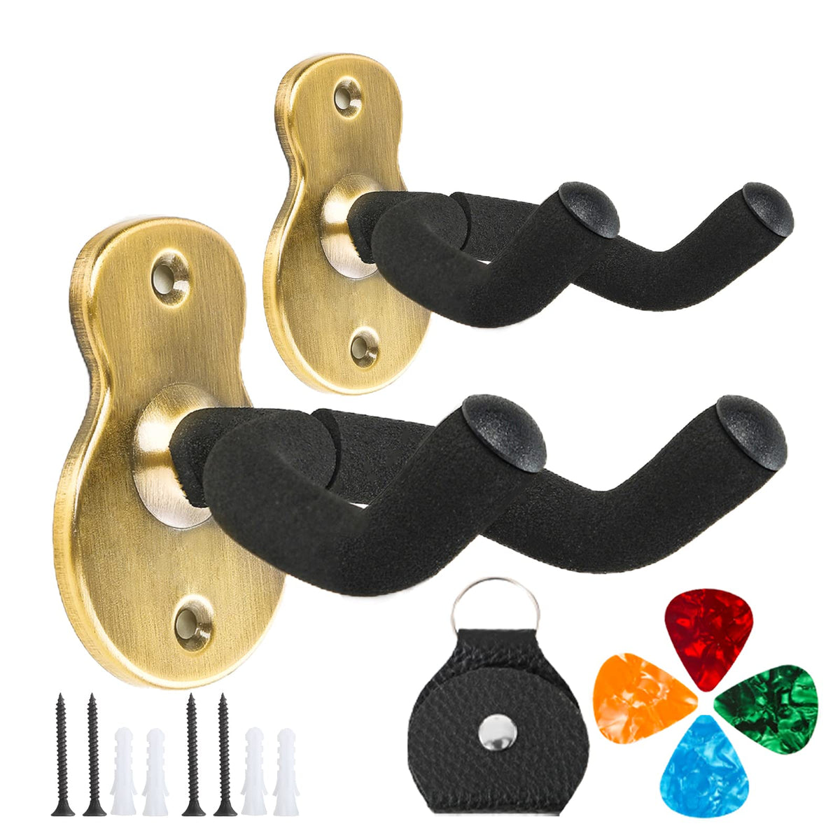 Donux Guitar Wall Mount Hangers 2 Pack, Bass & Acoustic Guitar Hanger Wall Hook Holders