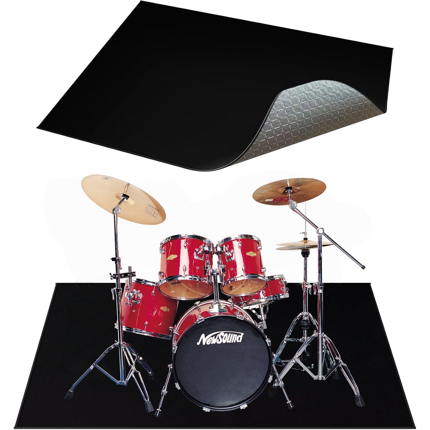 Music Rug for Drummers -4x5.3Ft Non-Slip Drum Rug,Drum Mat Carpet for Noise Reduction, Drum Accessories - Black