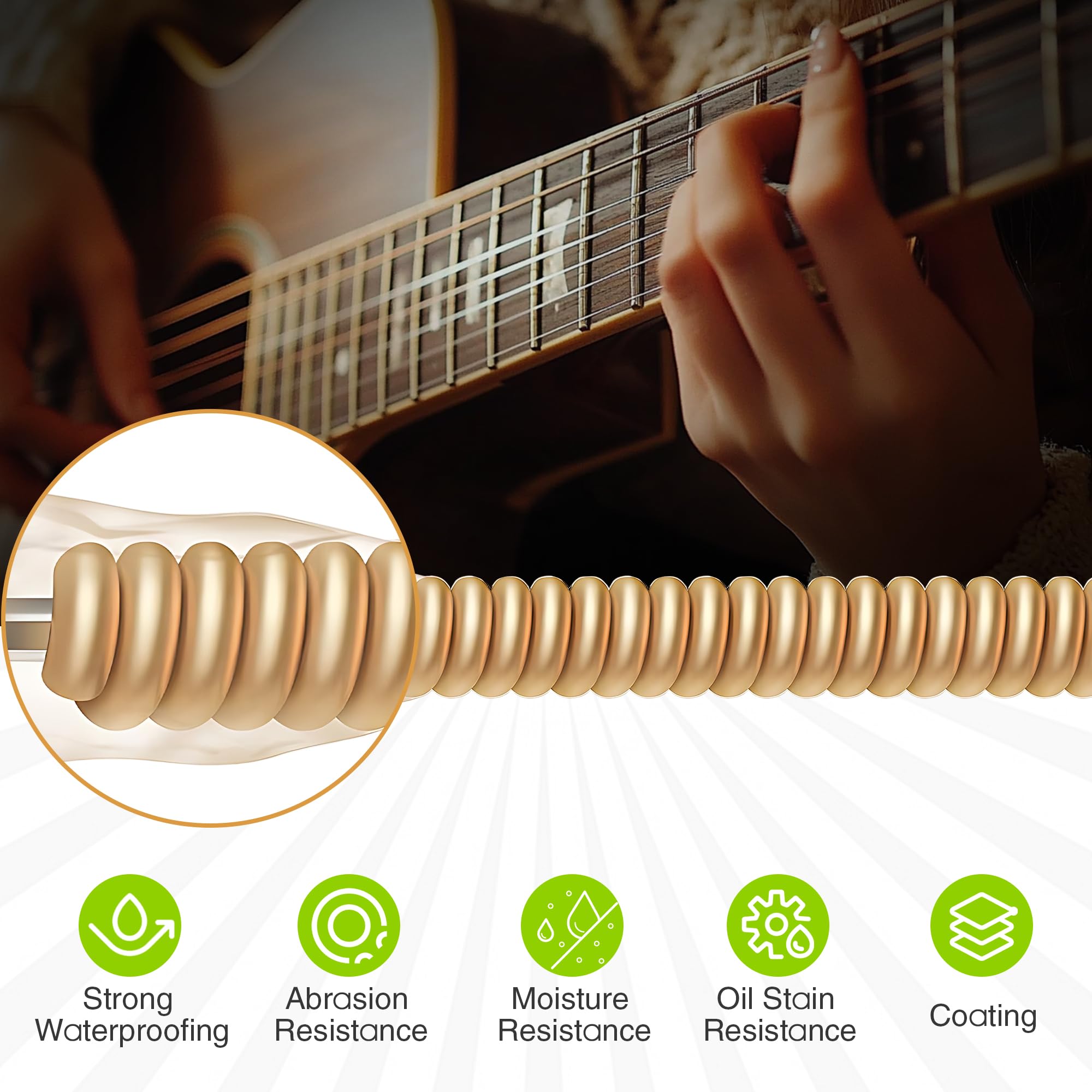 Acoustic Guitar Strings 6 String Guitar Set Nickel Plated Steel with PVD Ion Coating Guitar Strings Acoustic Guitar Accessories