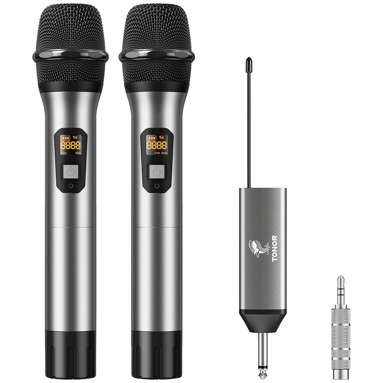 TONOR Wireless Microphone, UHF Metal Cordless Mic with Rechargeable Receiver, 6.35mm(1/4) Output, 3.5mm (1/8) Adapter 200ft Rang