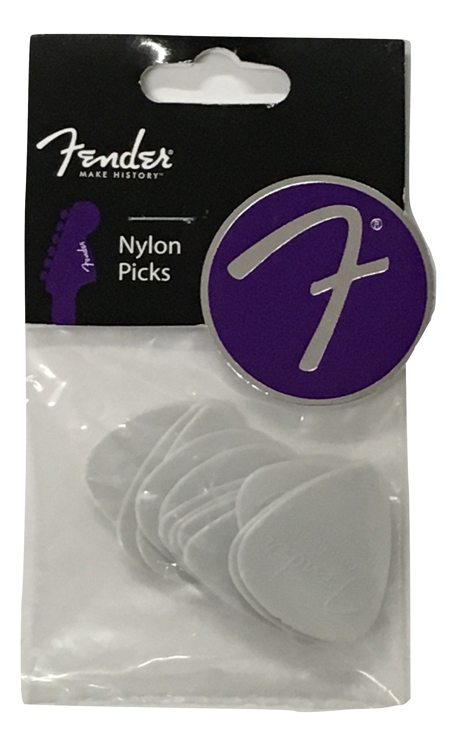 Fender Nylon Guitar Picks 351 Shape, Guitar Accessories, White, 0.60mm, 12-Pack